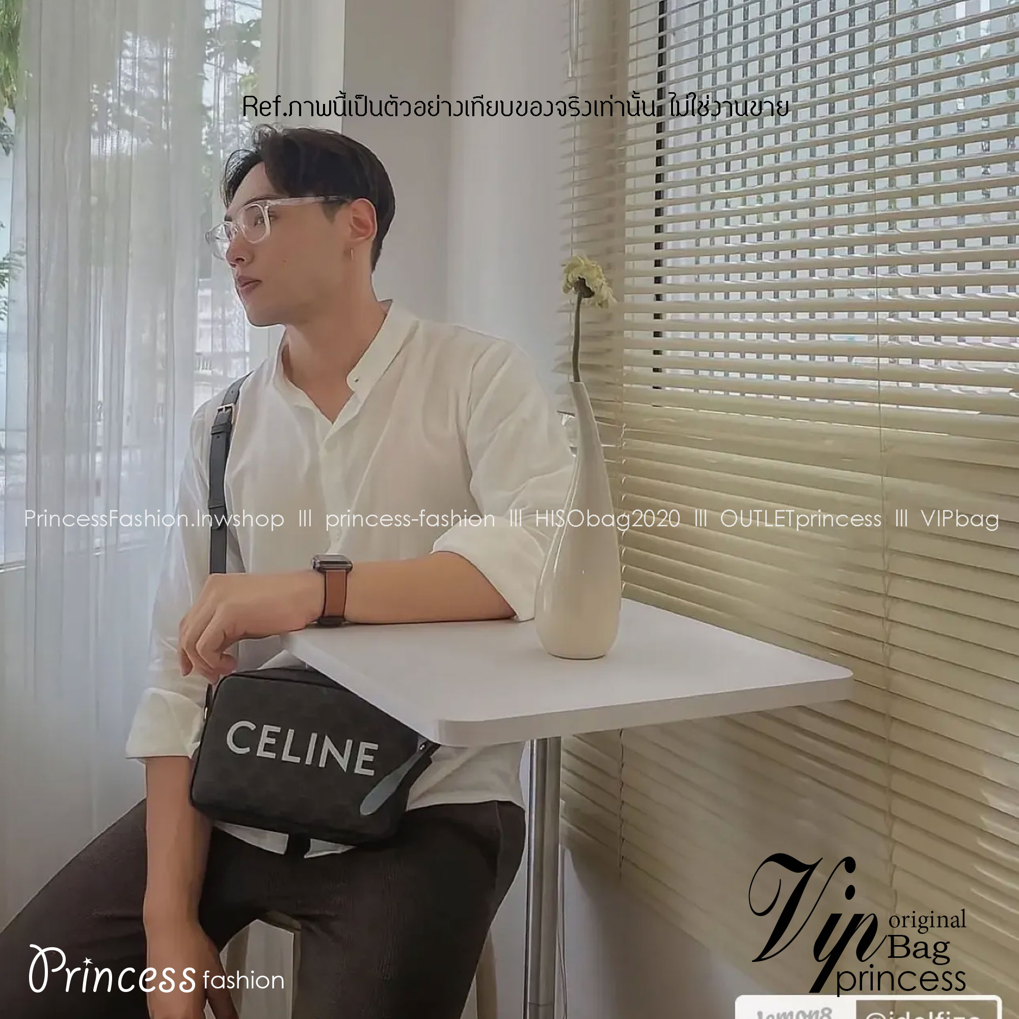 CELINE MEDIUM MESSENGER BAG IN TRIOMPHE CANVAS WITH CELINE PRINT เกรดท็อปออริ 1:1 เกรดดีสุด สลับแท้ หนังแท้และแคนวาสแท้ ใช้งานต่างประเทศได้ ภาพถ่ายจากงานจริง