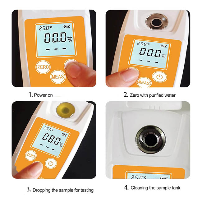 เครื่องวัดความหวานระบบดิจิตอล ใช้วัดความหวานผลไม้ เครื่องดื่ม แคนตาลูป เมล่อน น้ำมะพร้าว ทุเรียน น้ำส้ม น้ำองุ่น ช่วงวัด 0-55% Brix