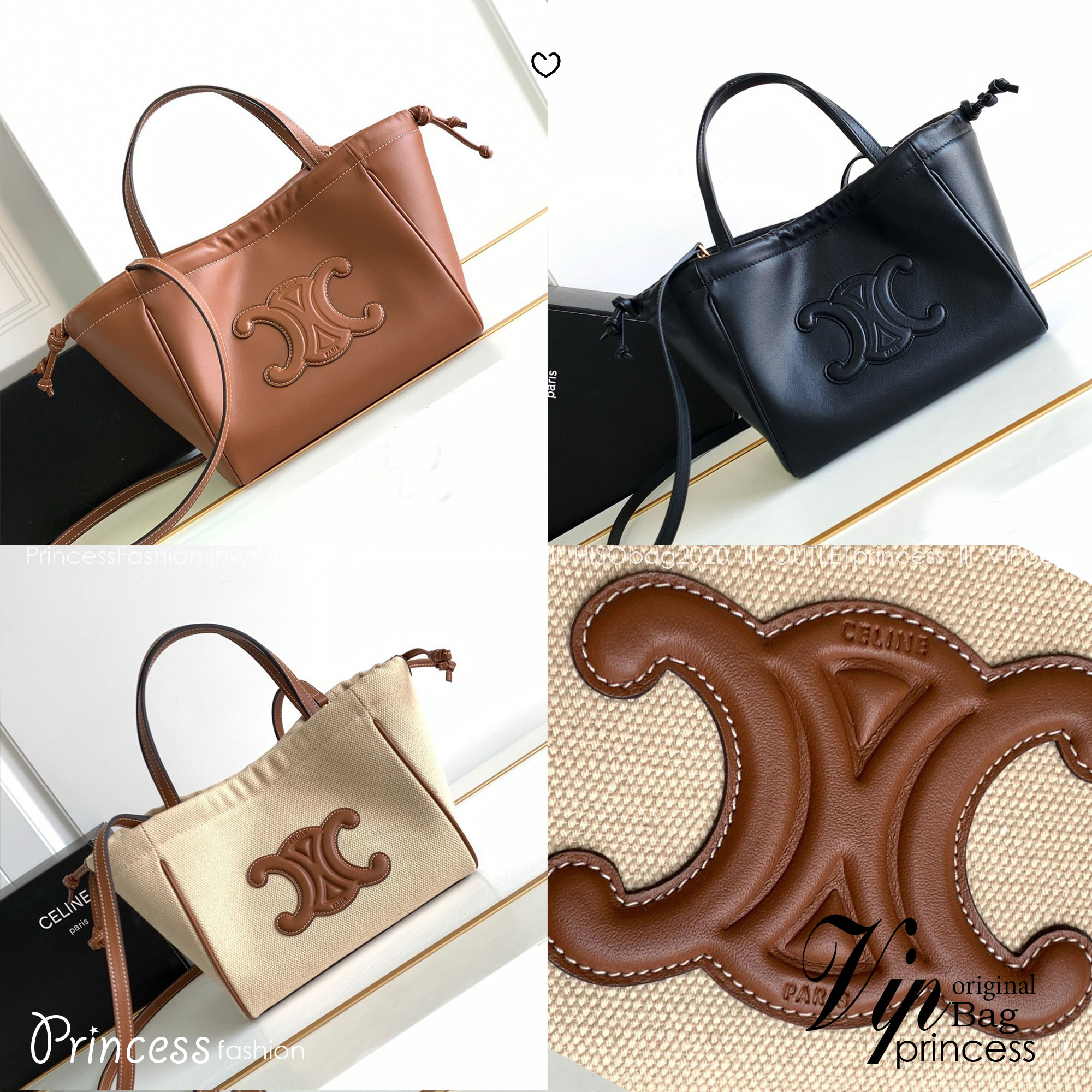 CELINE Small Cabas Drawstring Cuir Triomphe / CELINE TOTE BAG กระเป๋าทรงโท้ทน่ารักน่าใช้ ตัวกระเป๋าหนังนุ่มมาก ปากกระเป๋าเป็นหูรูดดึงปรับทรงได้สองแบบสองสไตล์
