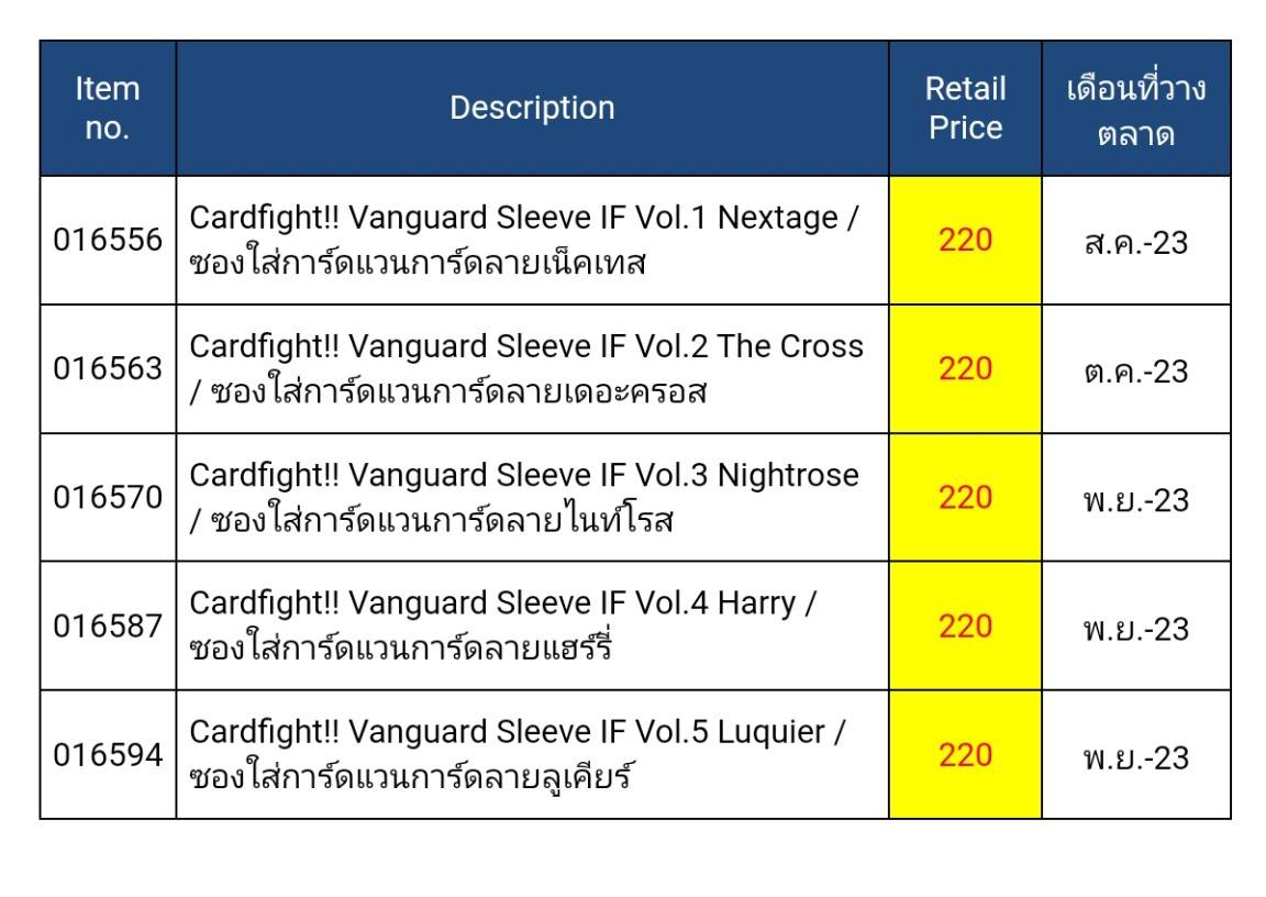 ซองใส่การ์ด แวนการ์ด VG-V Sleeve IF ลูเคียร์ Vol.5 60ใบ (VG-Sleeve-IF05)