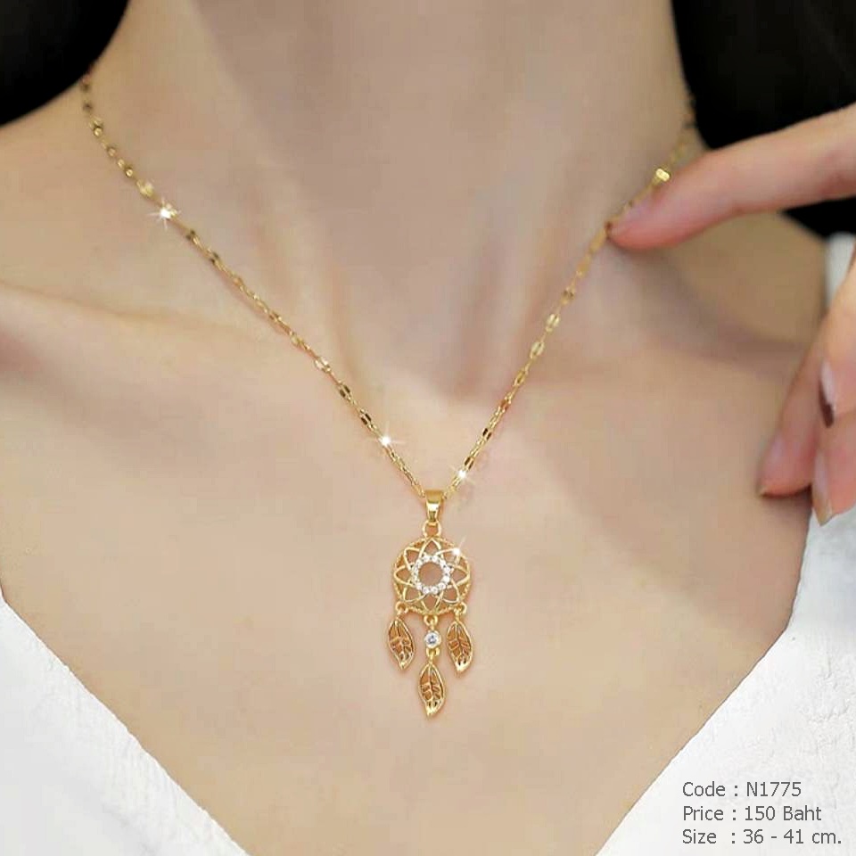 สร้อยคอ dream catcher สีทอง ฝังเพชร cz
