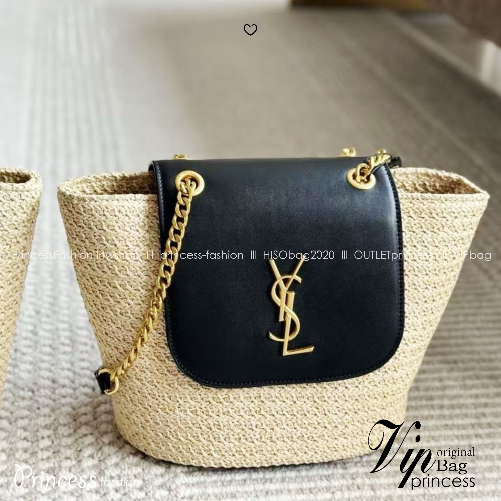 YSL Mini Manon in raffia Shoulder Bag / YSL Bucket Bag กระเป๋าดีไซส์สานทันสมัย เรียบหรู อะไหล่ทองสวยคลาสสิก