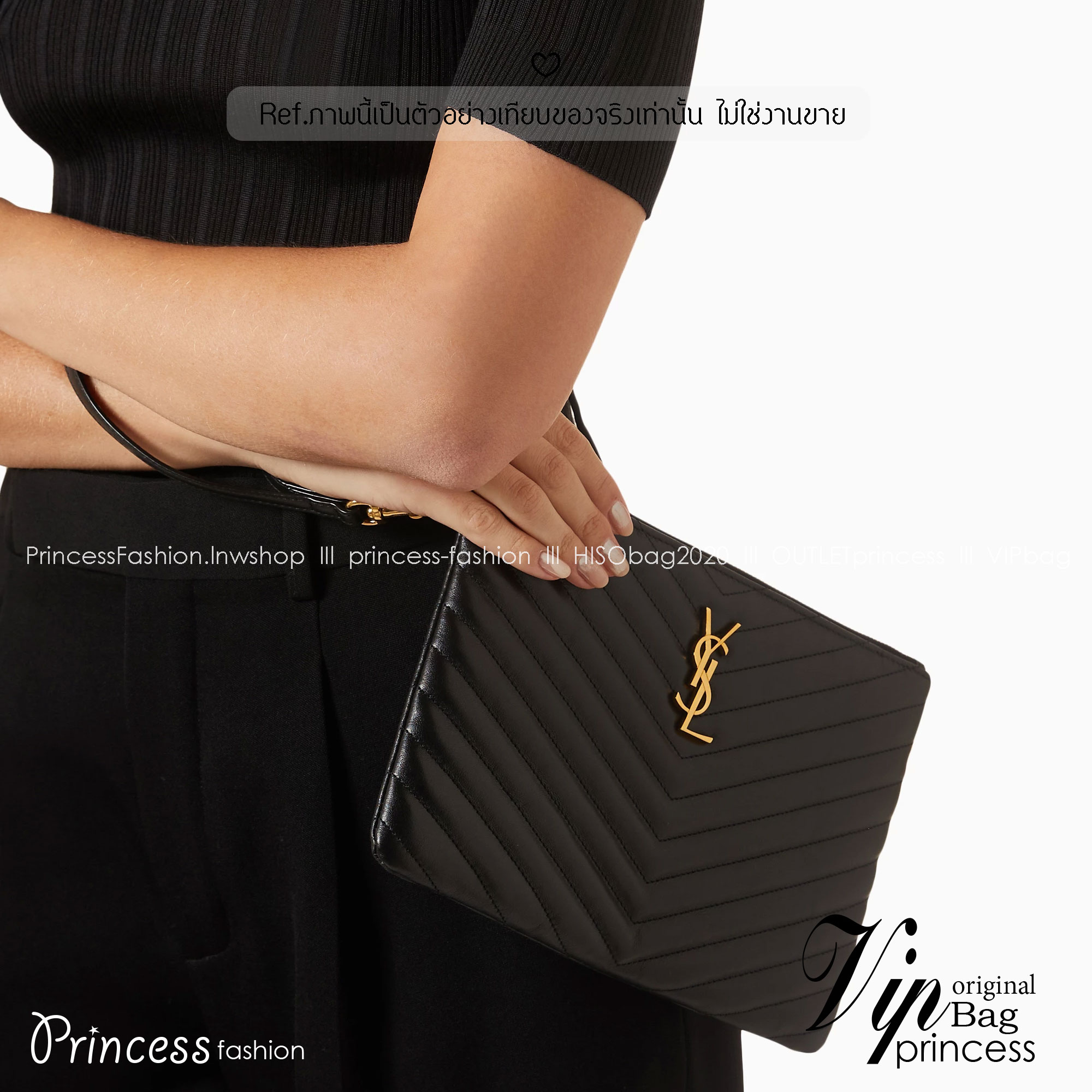 YSL Clutch Pouch in Matelasse Leather Bag กระเป๋าทรงคลัช/ทรงพอชสุดชิค ดีไซน์เรียบหรู โดดเด่นด้วยโลโก้ด้านหน้า เพิ่มดีเทลความผู้ดี พกพาง่าย ใช้งานสะดวกพร้อมสายคล้องมือ