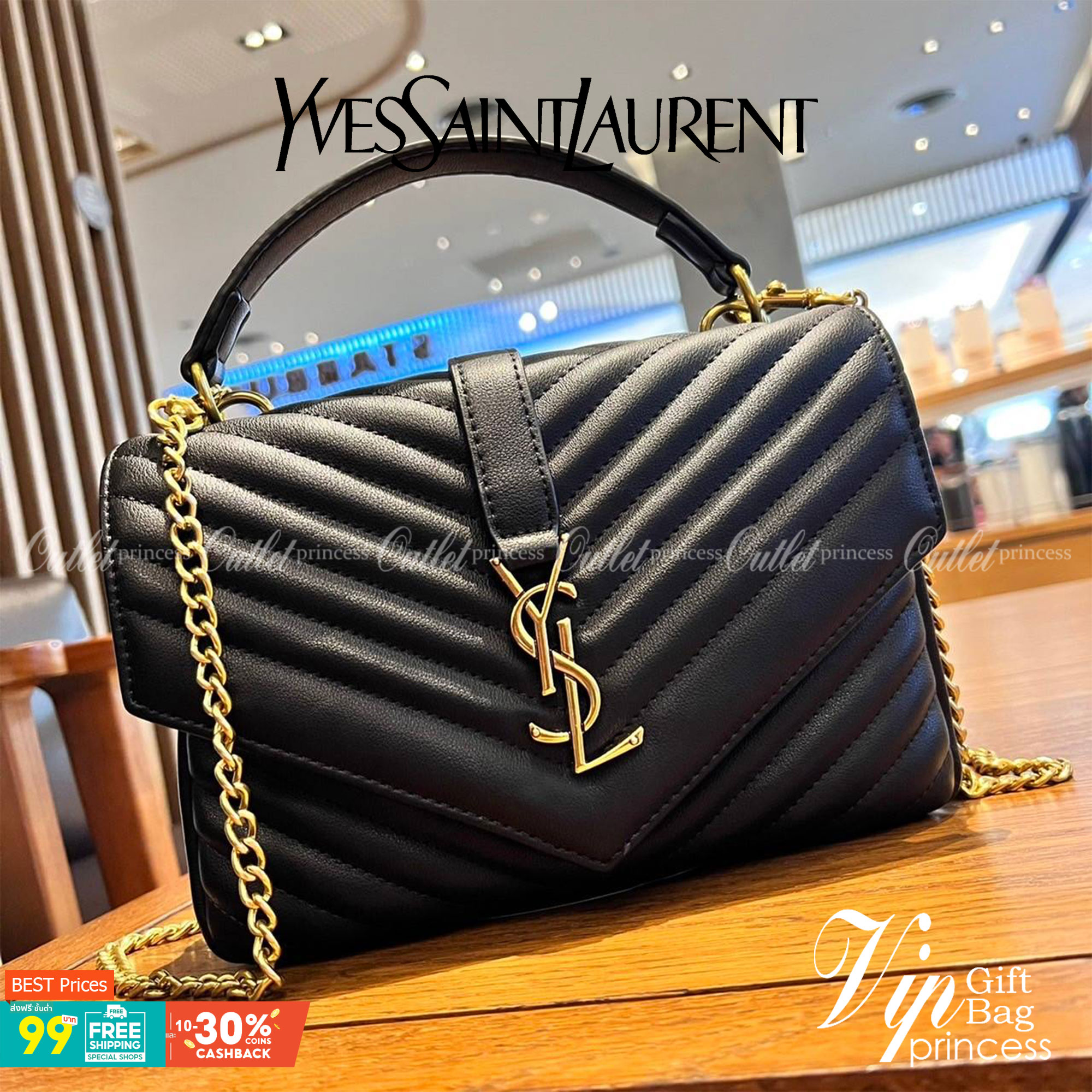 Yves Saint laurent crossbody boutique vip bag กระเป๋าสะพายไหล่ ดีไซน์ทรงสวยหรู พิเศษ แถมฟรี พวงกุญแจห้อยอะไหล่สีทอง ดูแพงไปหมดจริงๆไอเท็มนี้ วัสดุหนังสังเคราะห์ เปิด-ปิดด้วยกระดุมแม่เหล็ก ภายในโล่งกว้าง มาพร้อมหูจับในตัว และสายสะพายครอสบอดี้ที่สามารถถอดออ