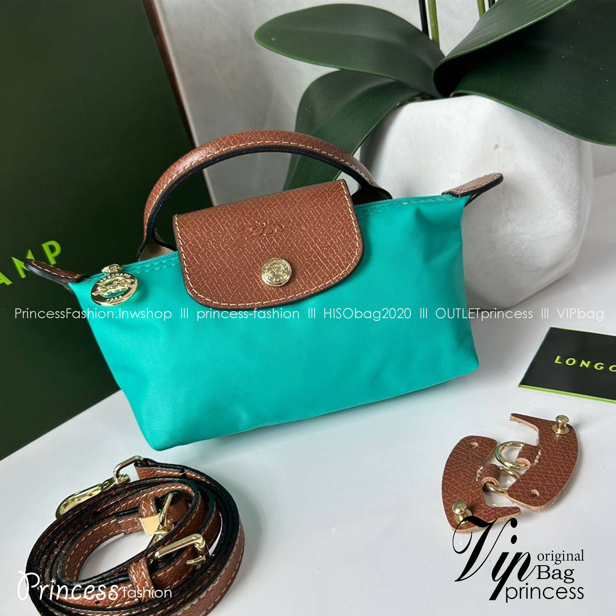 LONGCHAMP LE PLIAGE ORIGINAL Pouch with handle กระเป๋าใบเล็กขนาดกระทัดเหมาะกับใส่ของจำเป็นจุกจิก กันน้ำได้ พร้อมส่ง