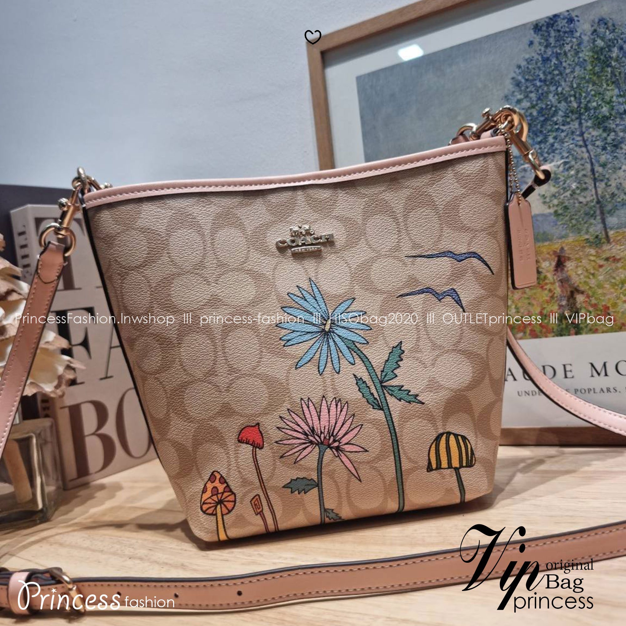 CU394 COACH x OBSERVED BY US CITY BUCKET BAG IN SIGNATURE CANVAS กระเป๋าทรงบัคเก็ต ดีไซน์ลวดลายดอกไม้น่ารักน่าใช้ เกรดท็อปออริ 1:1 สลับแท้