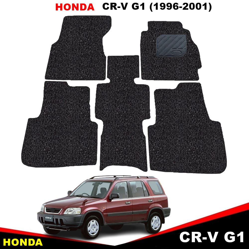 พรมดักฝุ่นไวนิล HONDA CR-V G1 ปี1996-2001 พรมดักฝุ่นในรถ ฮอนด้า ซีอาร์วี สีดำ เข้ารูป 5ชิ้น