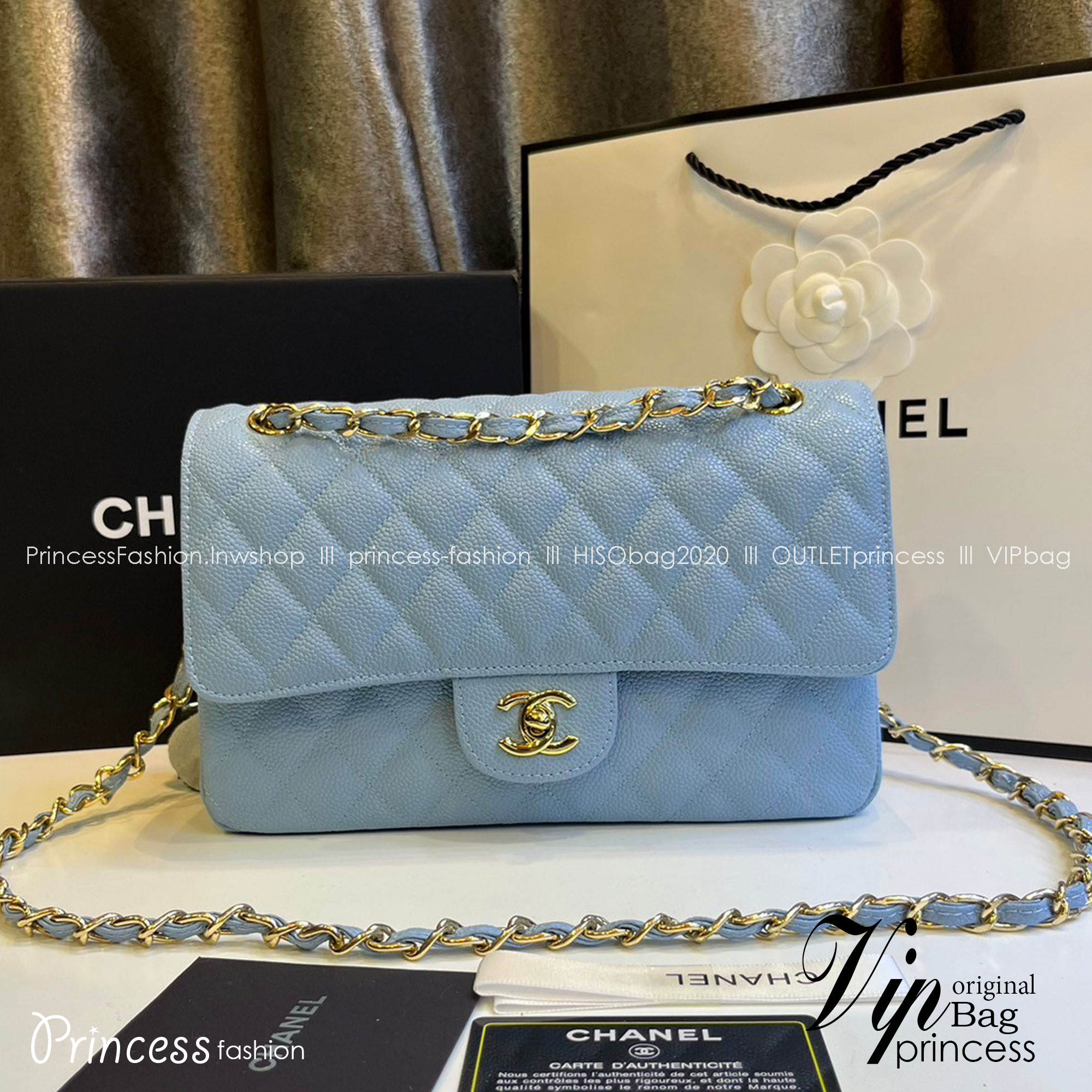 พร้อมส่งโทนพาสเทล CHANEL Classic in Pastel 25cm กระเป๋าสะพายรุ่นยอดนิยมเรียบหรู เกรดออริ 1:1 ใช้งานต่างประเทศได้ ภาพถ่ายจากงานขายจริง