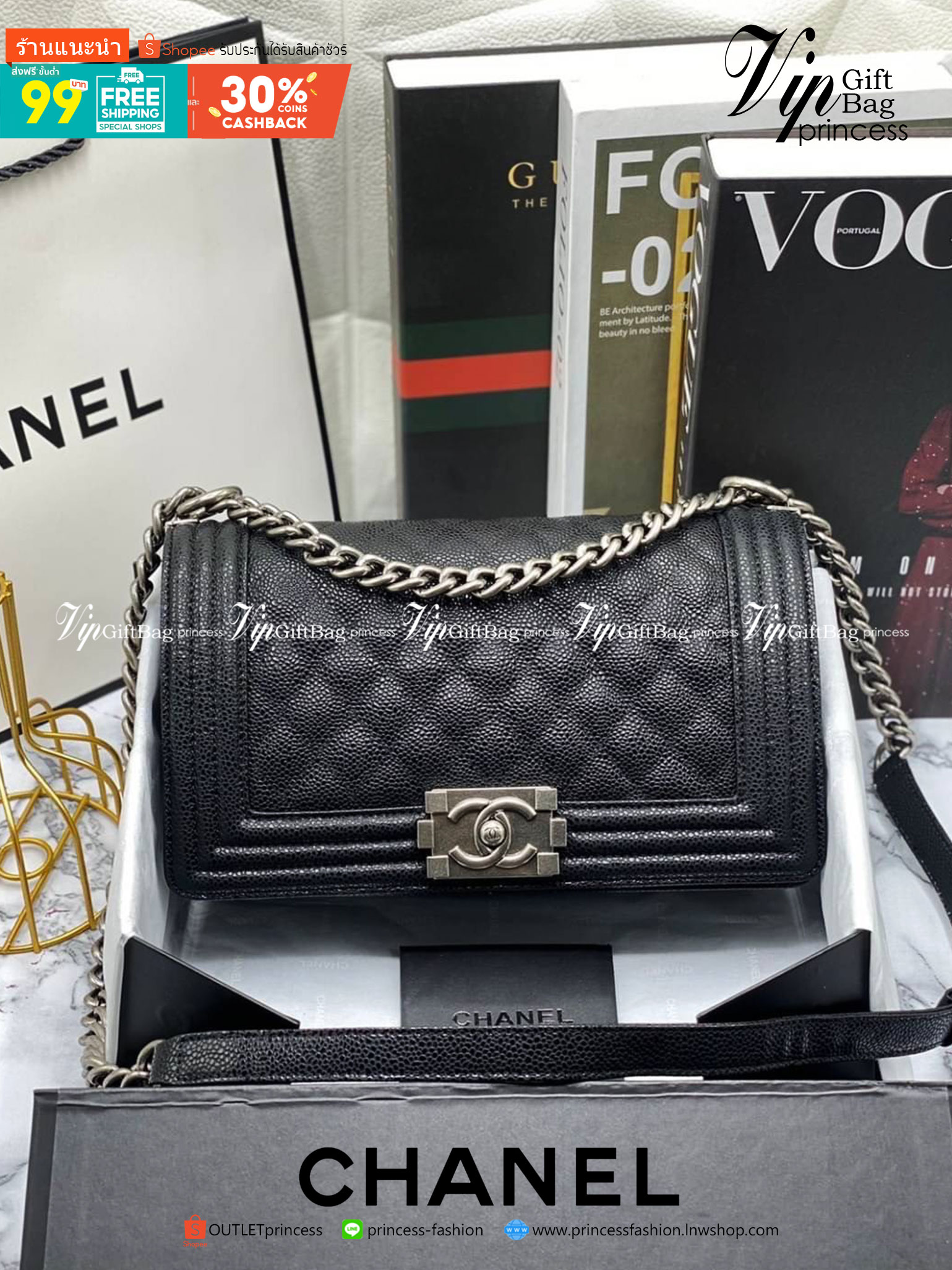 หนังแท้ CHANEL BOY 10" หนังคาเวียร์ อะไหล่เงิน/ทอง พร้อมส่งที่ไทย หนังลูกวัวแท้ อะไหล่โลหะสีรูทีเนียม สวยคลาสสิกทุกยุคสมัย เกรดออริจินอล 1:1 ภาพสินค้าถ่ายจากงานขายจริง ใช้งานต่างประเทศได้