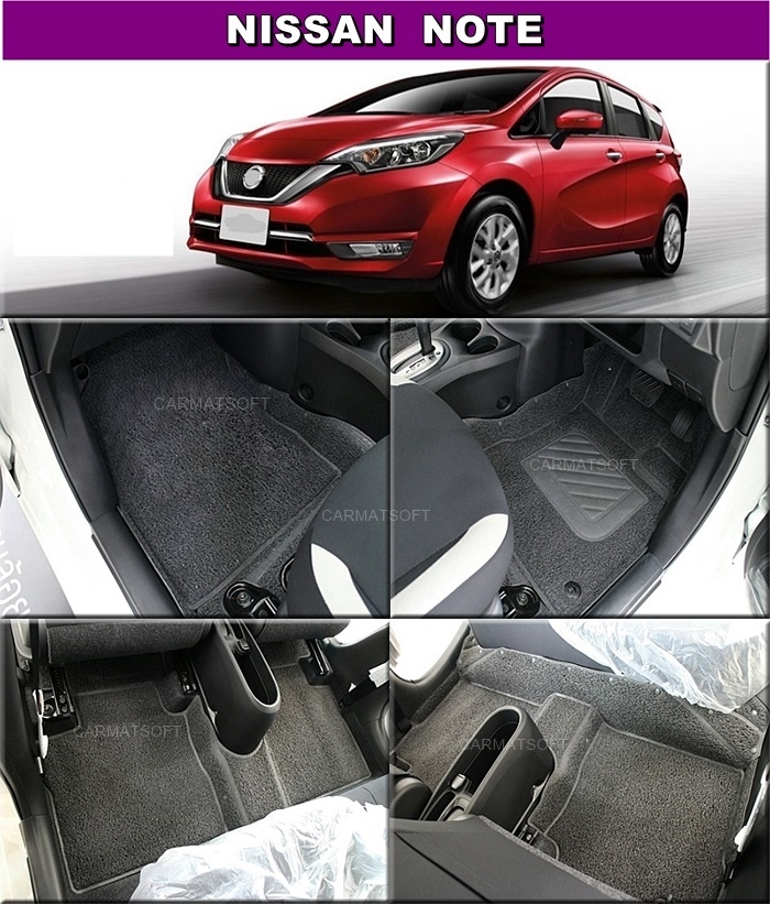 พรมดักฝุ่นไวนิล NISSAN NOTE พรมดักฝุ่น นิสสัน โน๊ต รีดขอบ สีเทา เข้ารูป