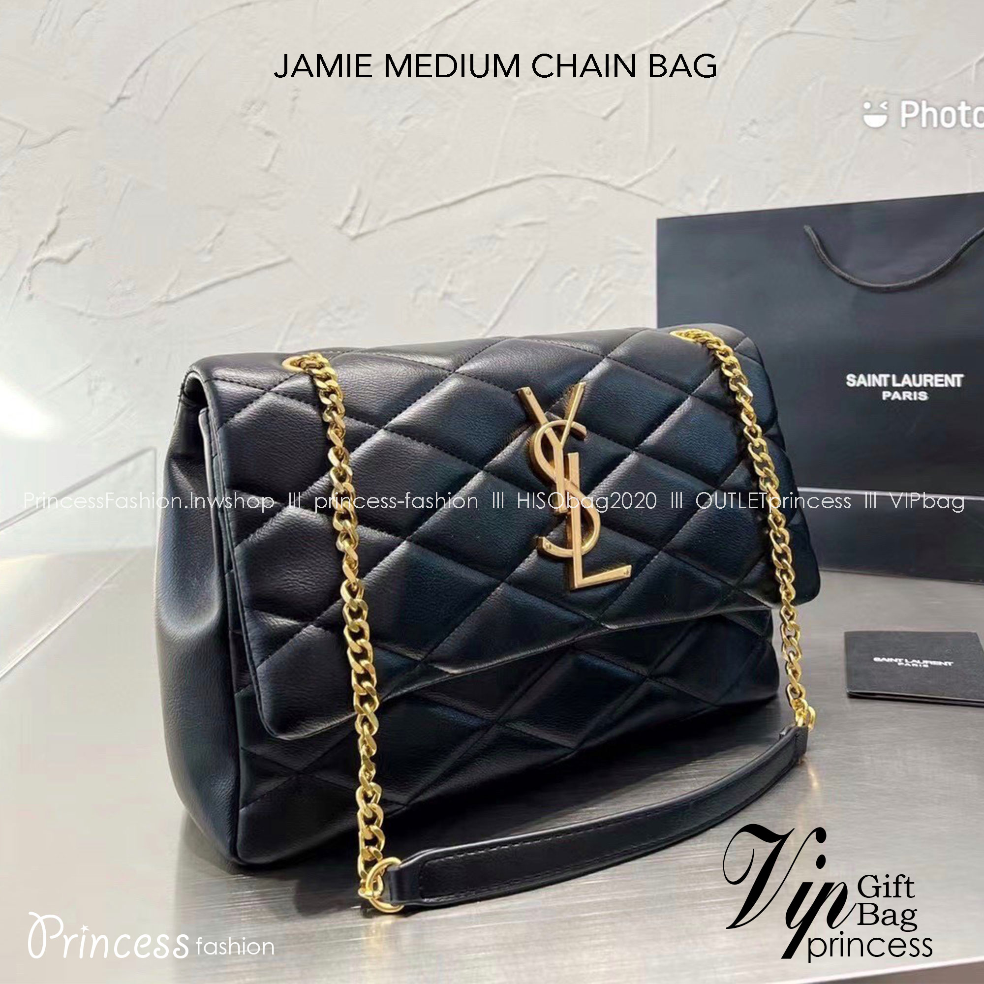 YSL JAMIE MEDIUM CHAIN BAG กระเป๋าสะพาย งานหนังสวยสมการรอคอยใครเล็งใบนี้มาแล้วน้า มาพร้อมสายโซ่สีทองเพิ่มความหรูขับผิว