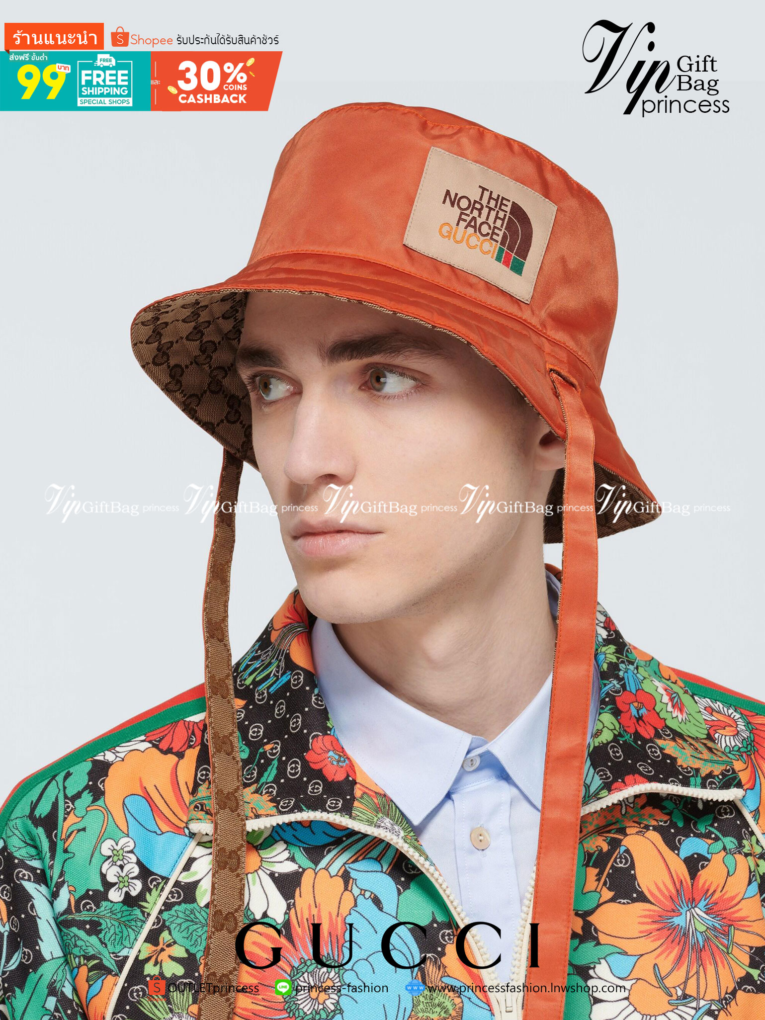 The North Face x Gucci GG canvas hat พร้อมส่งที่ไทย หมวกผ้าแคนวาสใส่ได้ 2 ด้าน พร้อมสายรัดคางเส้นยาว งานปักละเอียดคมชัด เกรดออริจินอล สวย คุ้มค่าค่ะ