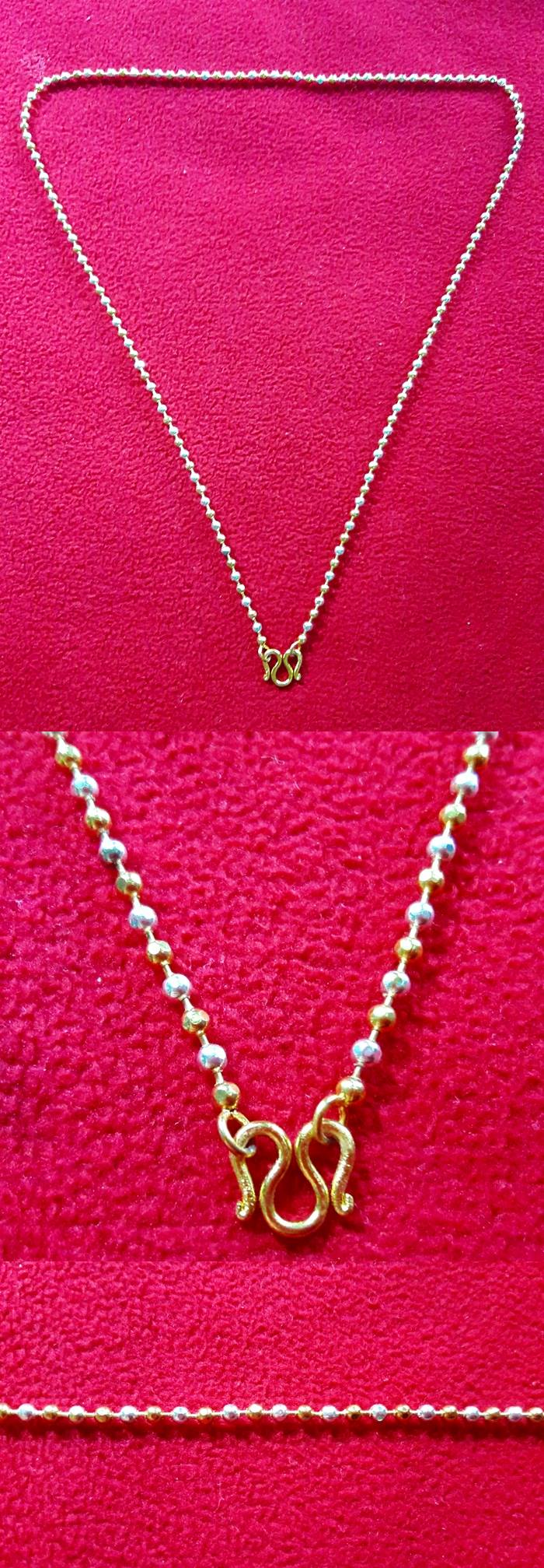 สินค้าหมดค่ะ สร้อยคอผู้หญิงสองกษัตริย์เงินทองเคลือบแก้วลายไข่ปลาค่ะ