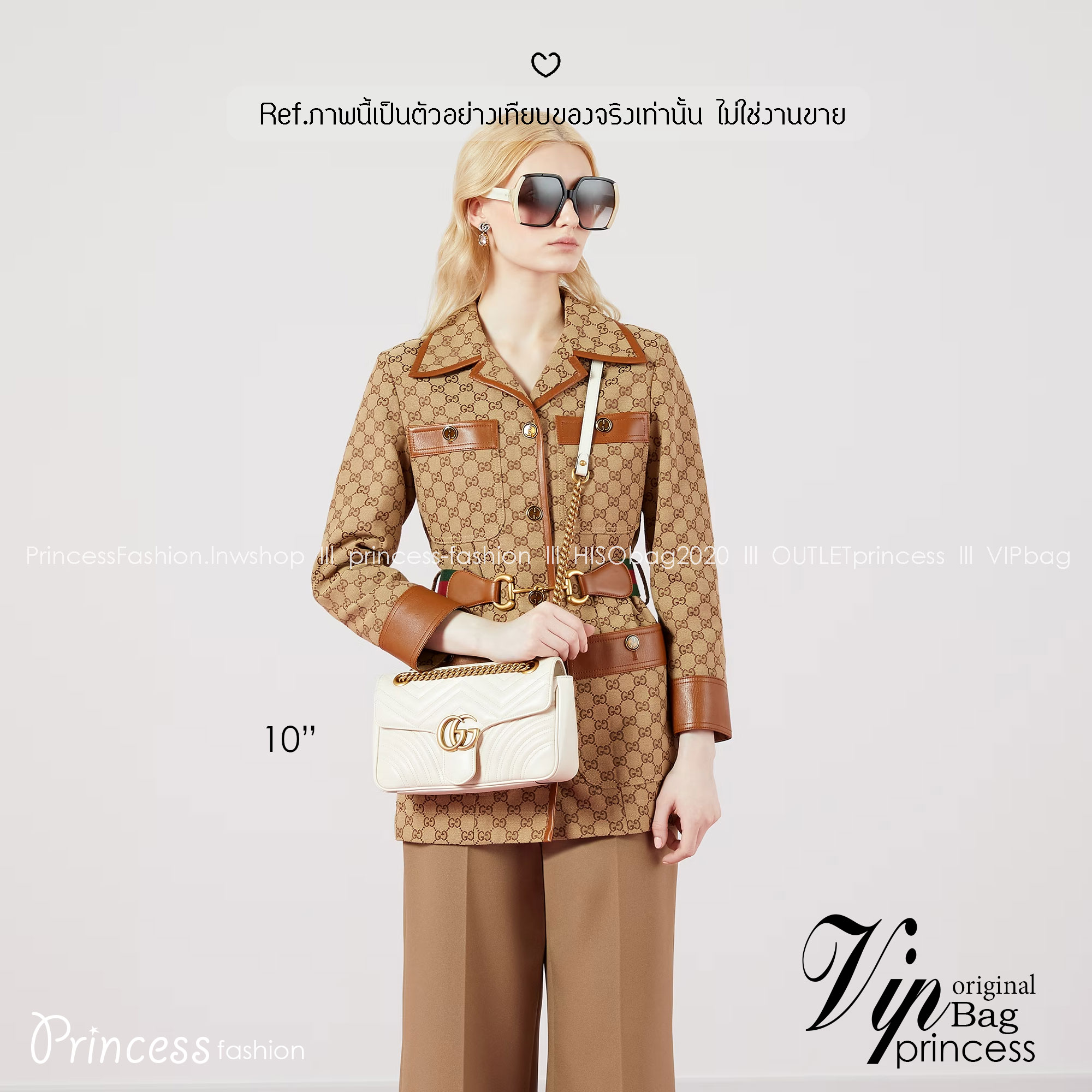 GUCCI GG Marmont shoulder bag กระเป๋าสะพายข้างรุ่นคลาสสิค สะพายขับผิว ดูแพง อัพลุคได้สบายๆ เปิด-ปิดด้วยตัวกดล็อคแน่นหนา ด้านหลังดีไซน์รูปหัวใจ