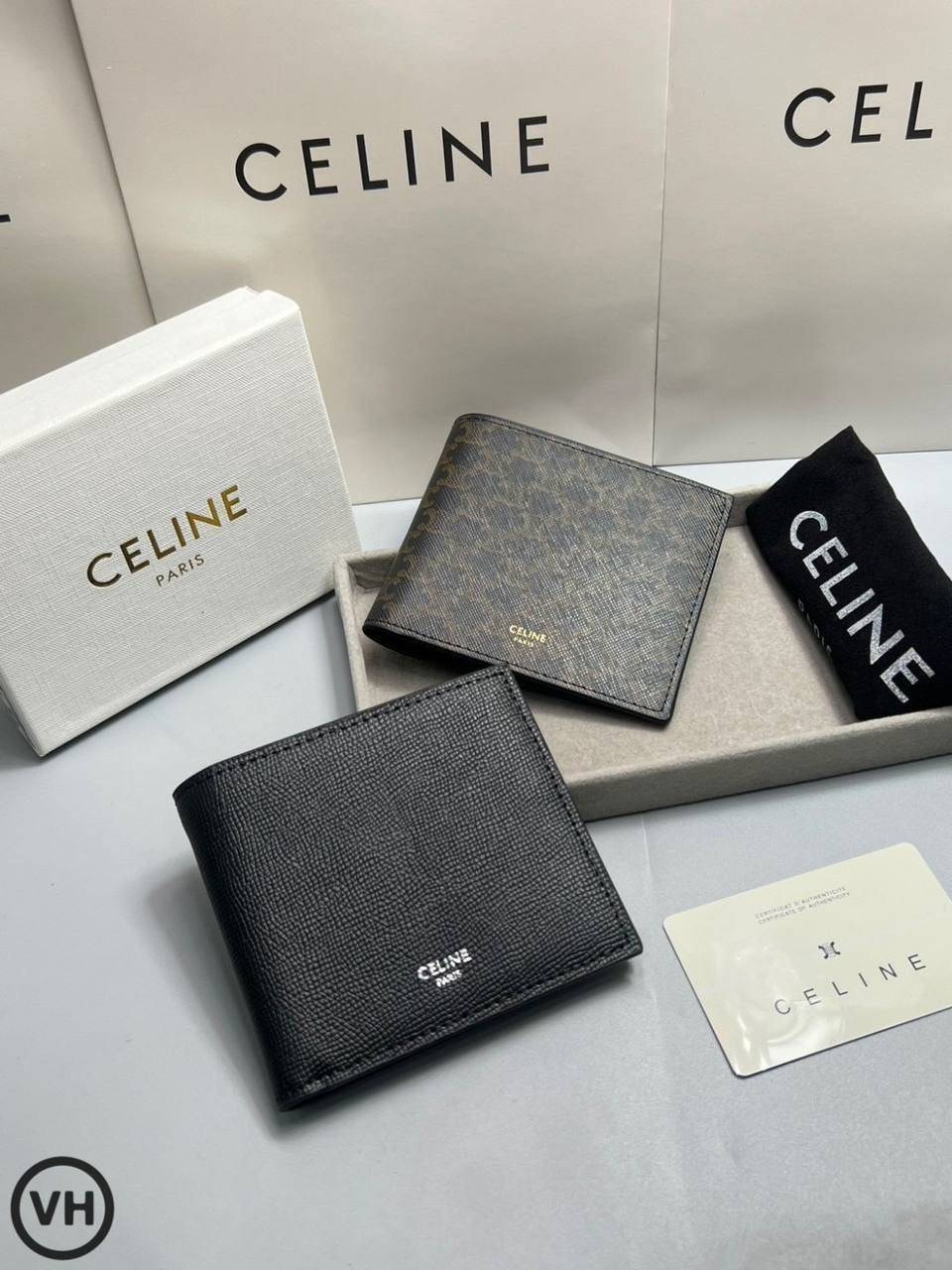 ORI หนังแท้ | CELINE Bi-fold Wallet / CELINE Wallet กระเป๋าสตางค์ใบสั้น กระเป๋าสตางค์ซีลีนผู้ชาย