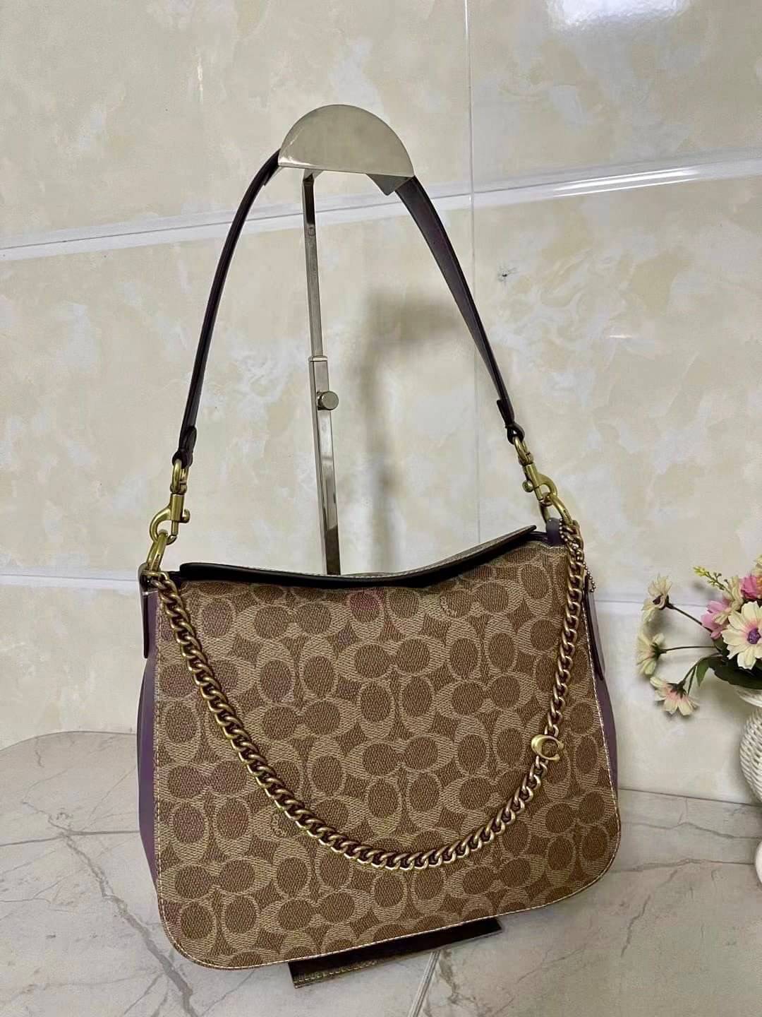 Coach Signature Chain Hobo In Signature Canvas พร้อมส่ง 4 สี