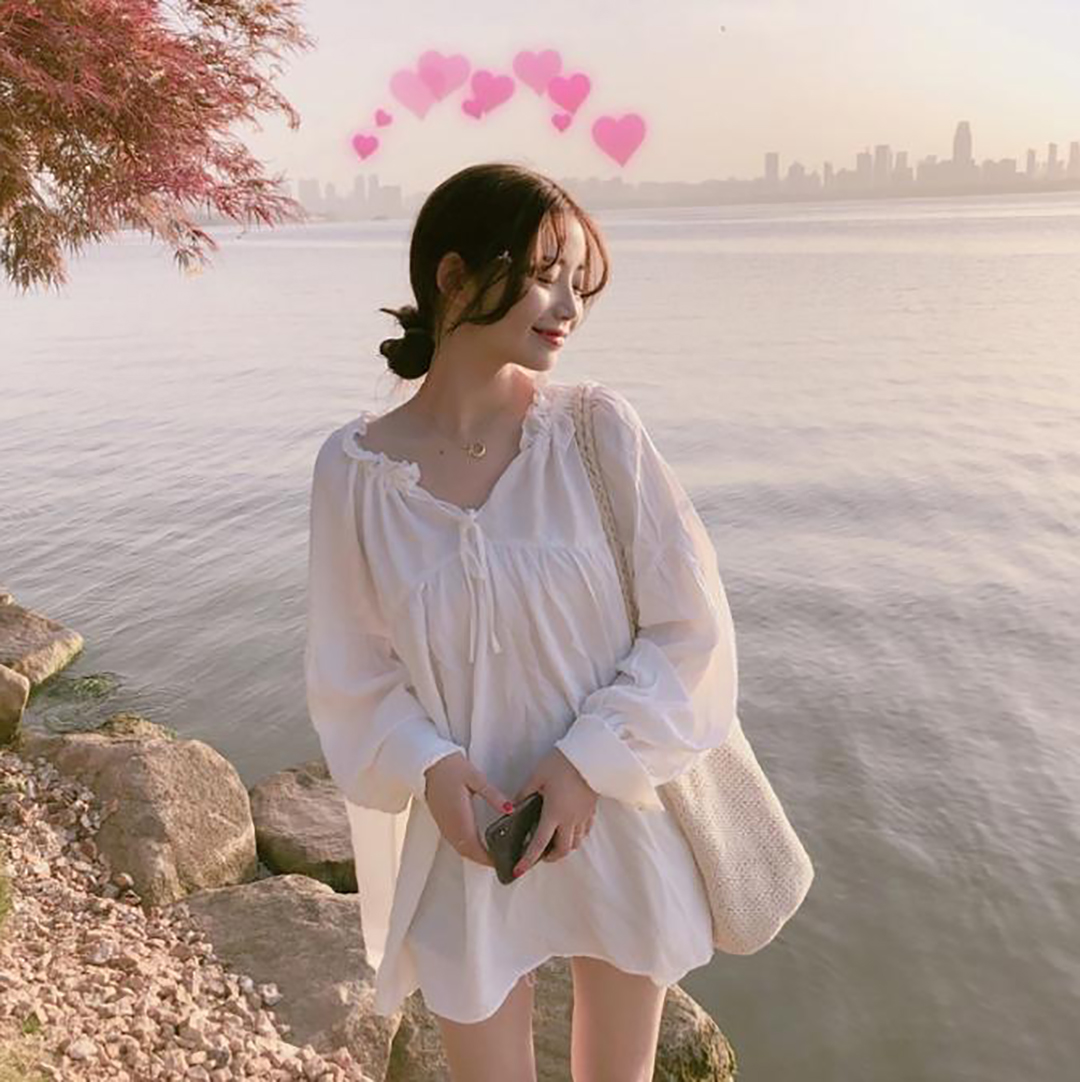 พร้อมส่ง 🌸 Isabelle dress มินิเดรสแขนยาวทรงพริ้วๆ (IN31805)