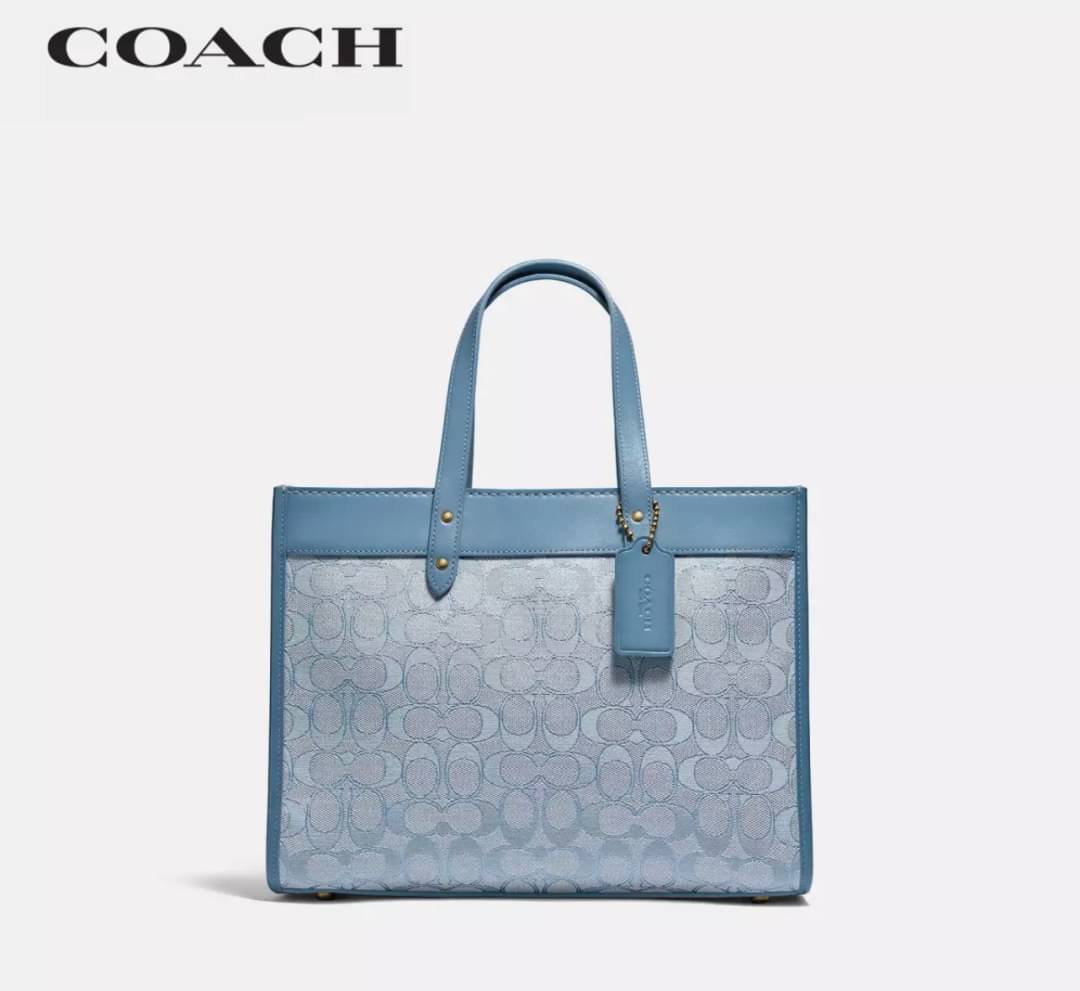ของแท้ 💯% Handbag COACH Sig Jacq Fld Tot 30 C3282 B4SBX B4/Marble Blue