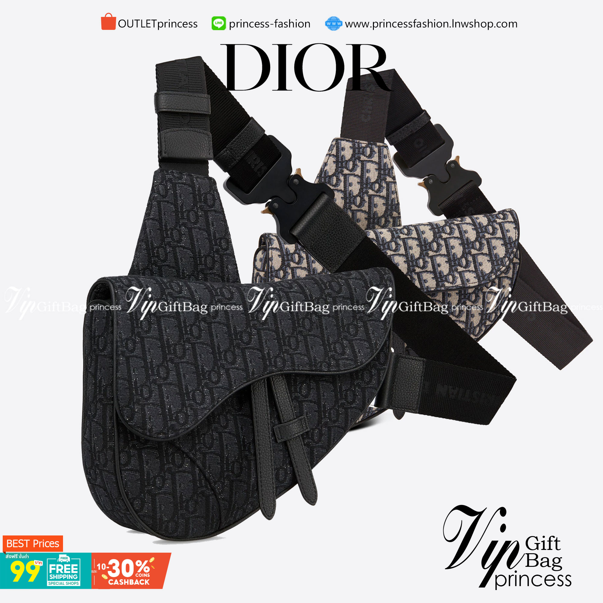 VIP 】𝐂𝐇𝐑𝐈𝐒𝐓𝐈𝐀𝐍 𝐃𝐈𝐎𝐑 SADDLE BAG Black Dior Oblique Jacquard พร้อมส่งที่ไทย 2 สีสุดคลาสสิก กระเป๋าสะพายข้าง สายปรับขนาดได้ จุของได้เยอะ ใช้ได้ทั้งหญิงชาย