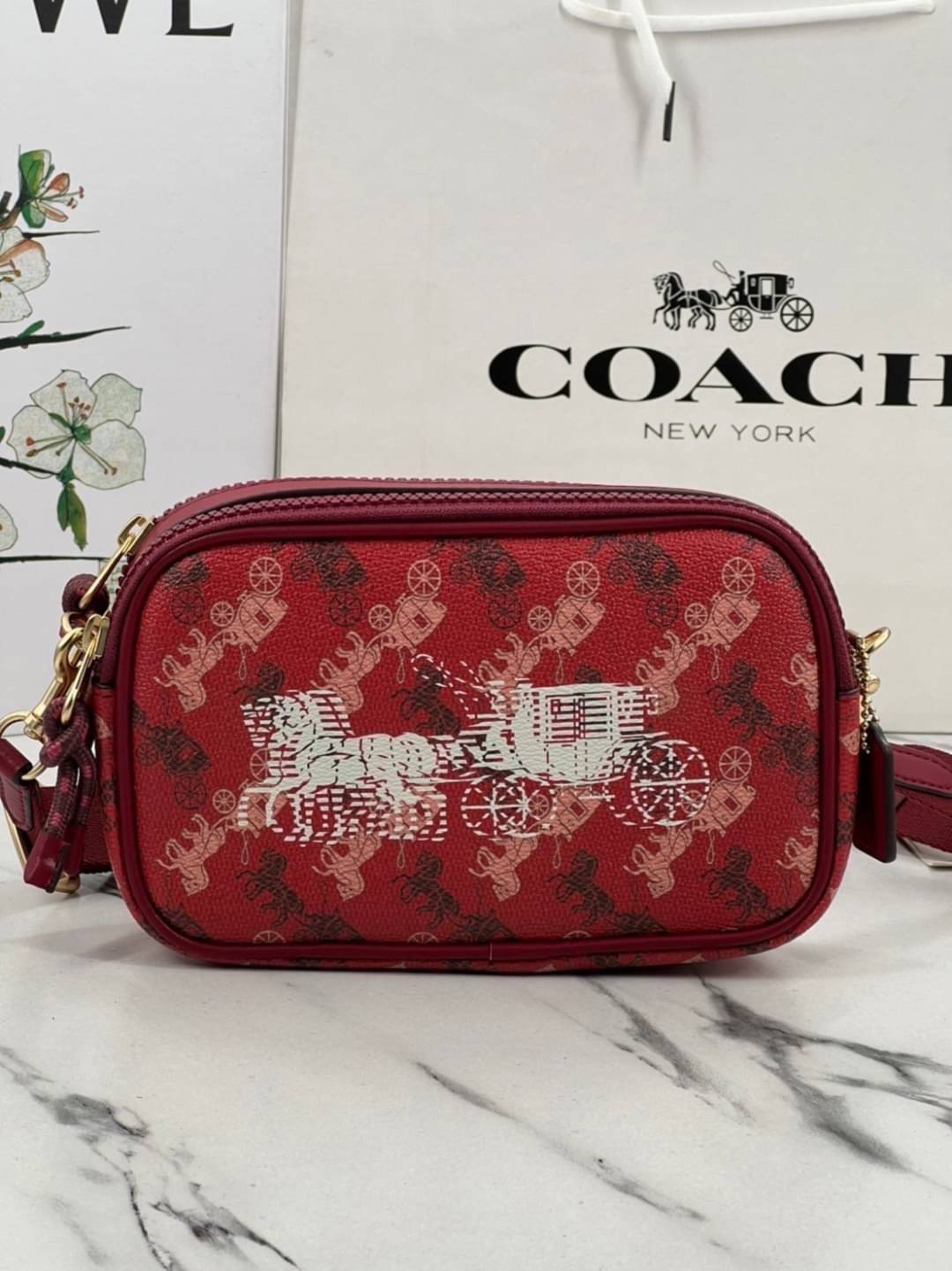 COACH CROSSBODY POUCH WITH HORSE AND CARRIAGE PRINT (F84639) พร้อมส่งที่ไทย