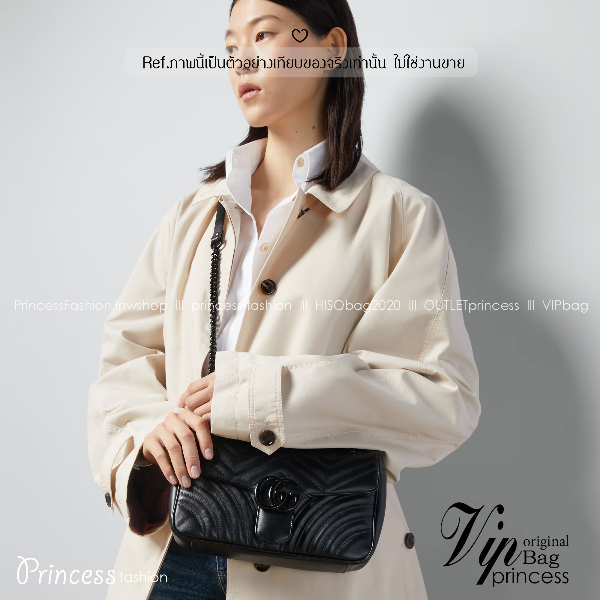 GUCCI GG Marmont medium shoulder bag 🖤 กระเป๋าสะพายข้างรุ่นคลาสสิค ดีไซน์ใหม่ อะไหล่ดำ สะพายขับผิว ดูแพง อัพลุคได้สบายๆ เปิด-ปิดด้วยตัวกดล็อคแน่นหนา ด้านหลังดีไซน์รูปหัวใจ