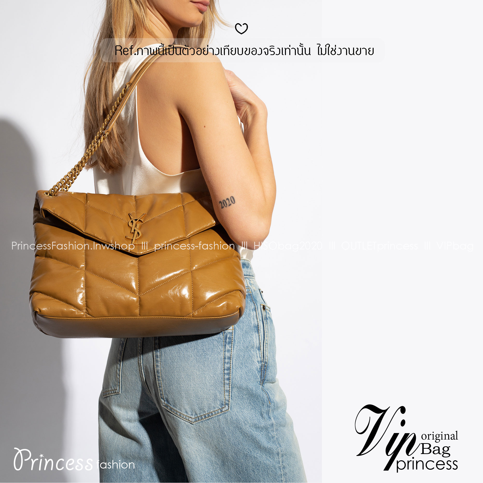 ORI หนังแท้ | 32cm YSL PUFFER Medium in Nappa leather กระเป๋าสะพายรุ่นยอดนิยม ทรงสวย ใช้ได้บ่อยไม่มีเบื่อ วัสดุหนังสัมผัสนิ่มมือ ดีไซน์เรียบหรู ดูแพง สะพายได้หลากหลาย