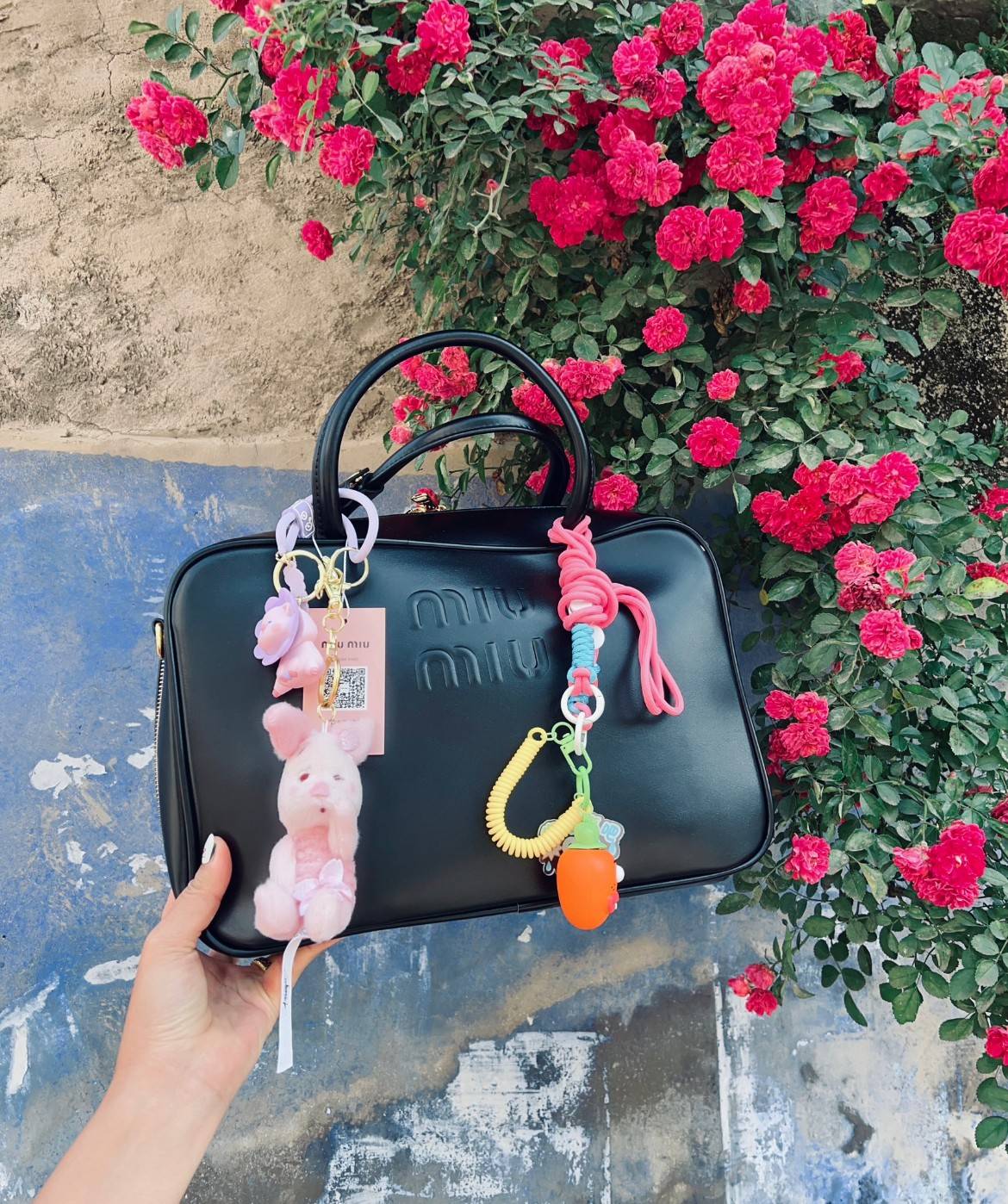 MIUMIU Leather top-handle bag / MIUMIU Boston Bag กระเป๋าถือสะพาย เกรดออริ 1:1 ใช้งานต่างประเทศได้