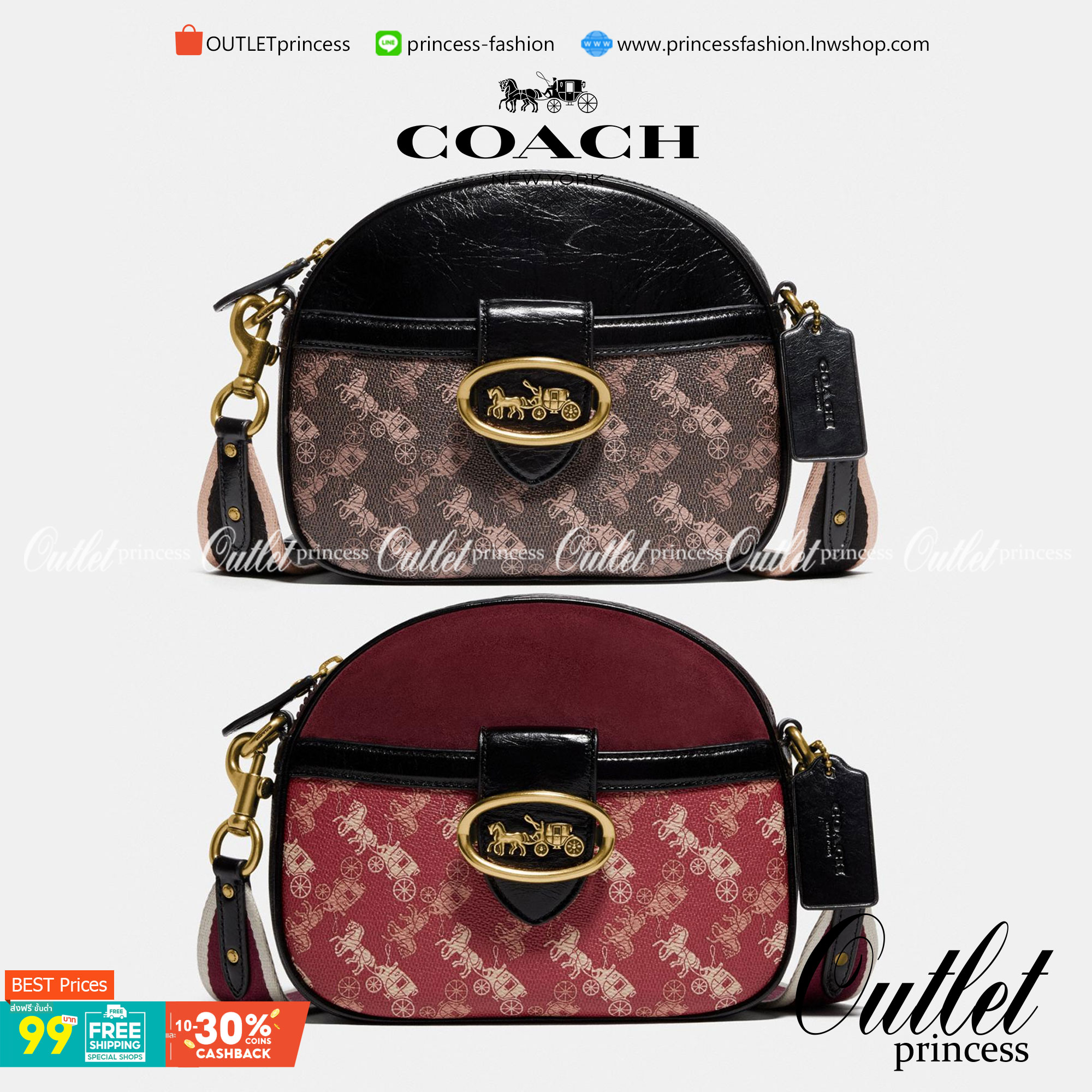COACH KAT CROSSBODY WITH HORSE AND CARRIAGE PRINT ((88480//88544)) พร้อมส่งค่ะ! กระเป๋าสะพายแบบครอสบอดี้ร์ หนังแท้อย่างดี ตัวกระเป๋าเก๋ด้วยการพิมพ์ลายรถม้าค่ะ ด้านหน้ามีช่องกระดุมแม่เหล็กสำหรับใส่ของจุกจิกได้ พร้อมโลโก้แบรนด์สุดหรู