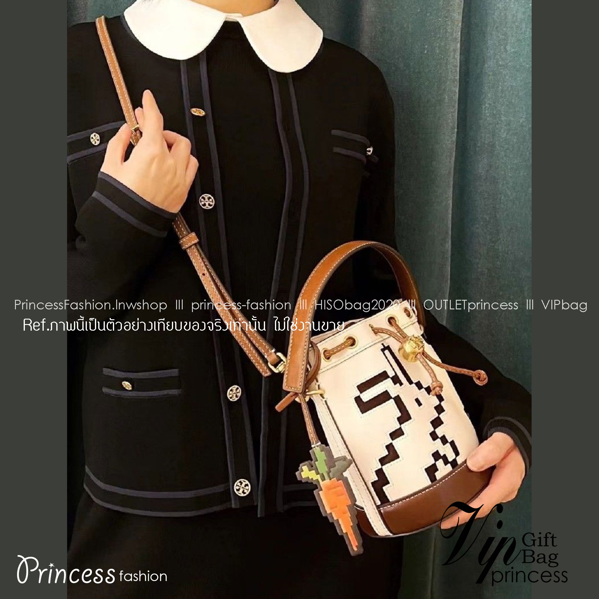 TORY BURCH MINI PIXELATED RABBIT BUCKET BAG 🐇 อดใจยังไงไหว น่ารักขนาดนี้ 🥕🥕 คอลเลคชั่นสุดเด็ดของปีนี้ น้องกระต่ายสุดน่ารัก กระเป๋าทรงบักเก็ตรุ่นยอดนิยม