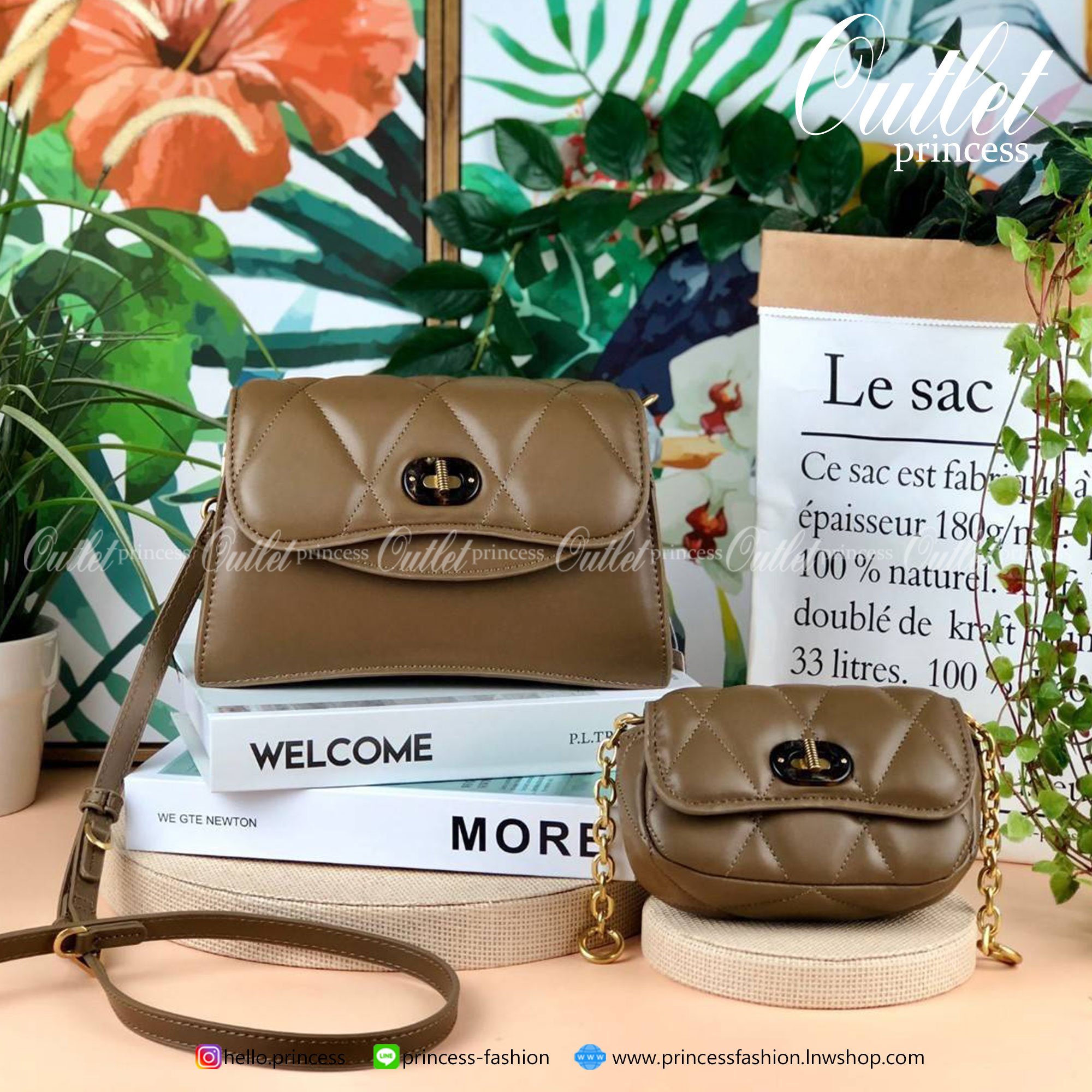 Charles & Keith Padded Double Pocket Shoulder Bag กระเป๋าสะพายข้างใบเก๋ (มีใบลูกให้) ด้วยดีไซน์ที่มีเอกลักษณ์เฉพาะตัว อะไหล่สีทองเพิ่มความหรูหรา ตัดกับตัวฝากระเป๋าที่มีการเดินด้ายเพิ่มดีเทล คือเริศมากๆ เปิดปิดแบบตัวหมุนล็อก มีช่องแม่เหล็กด้านหน้าใส่ iPhon