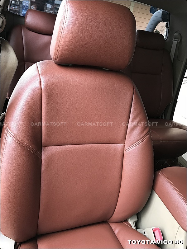 ชุดหุ้มเบาะรถยนต์ VIGO 4ประตู หนังPVC เกรดA หนา1มิล สีน้ำตาลเข้ม