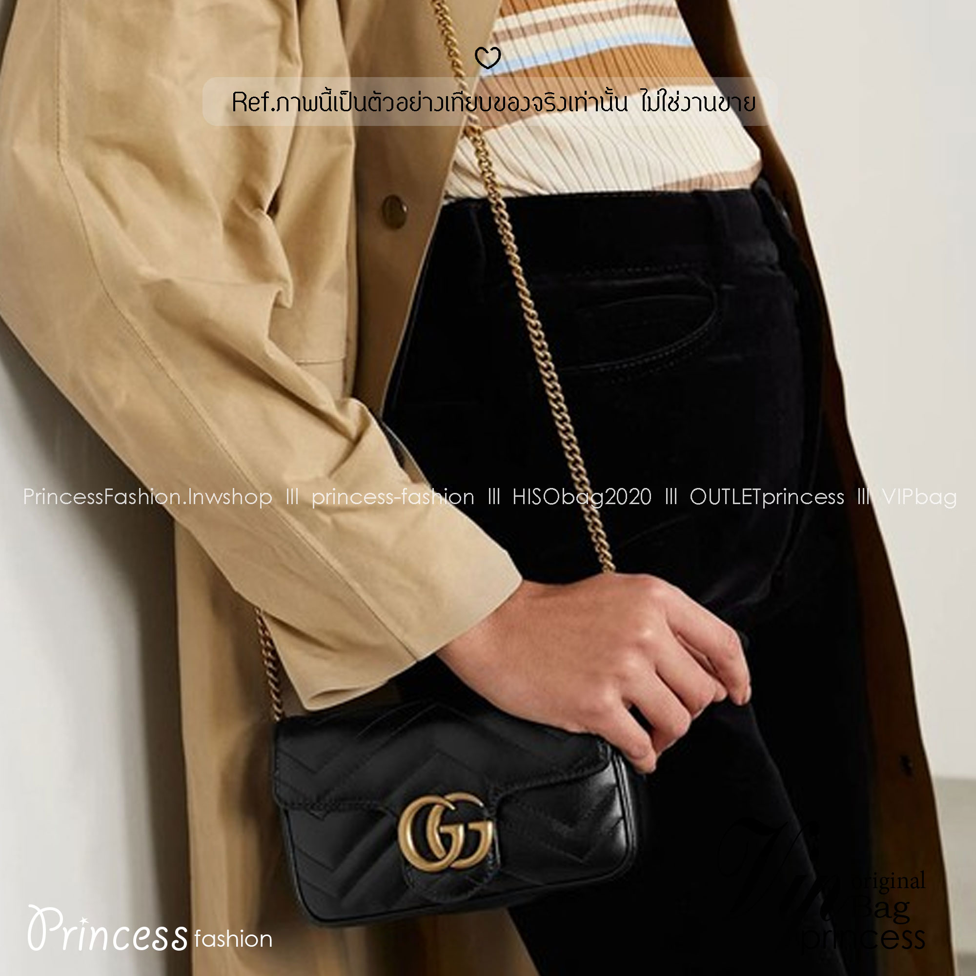 GUCCI GG Marmont shoulder bag กระเป๋าสะพายข้างรุ่นคลาสสิค สะพายขับผิว ดูแพง อัพลุคได้สบายๆ เปิด-ปิดด้วยตัวกดล็อคแน่นหนา ด้านหลังดีไซน์รูปหัวใจ