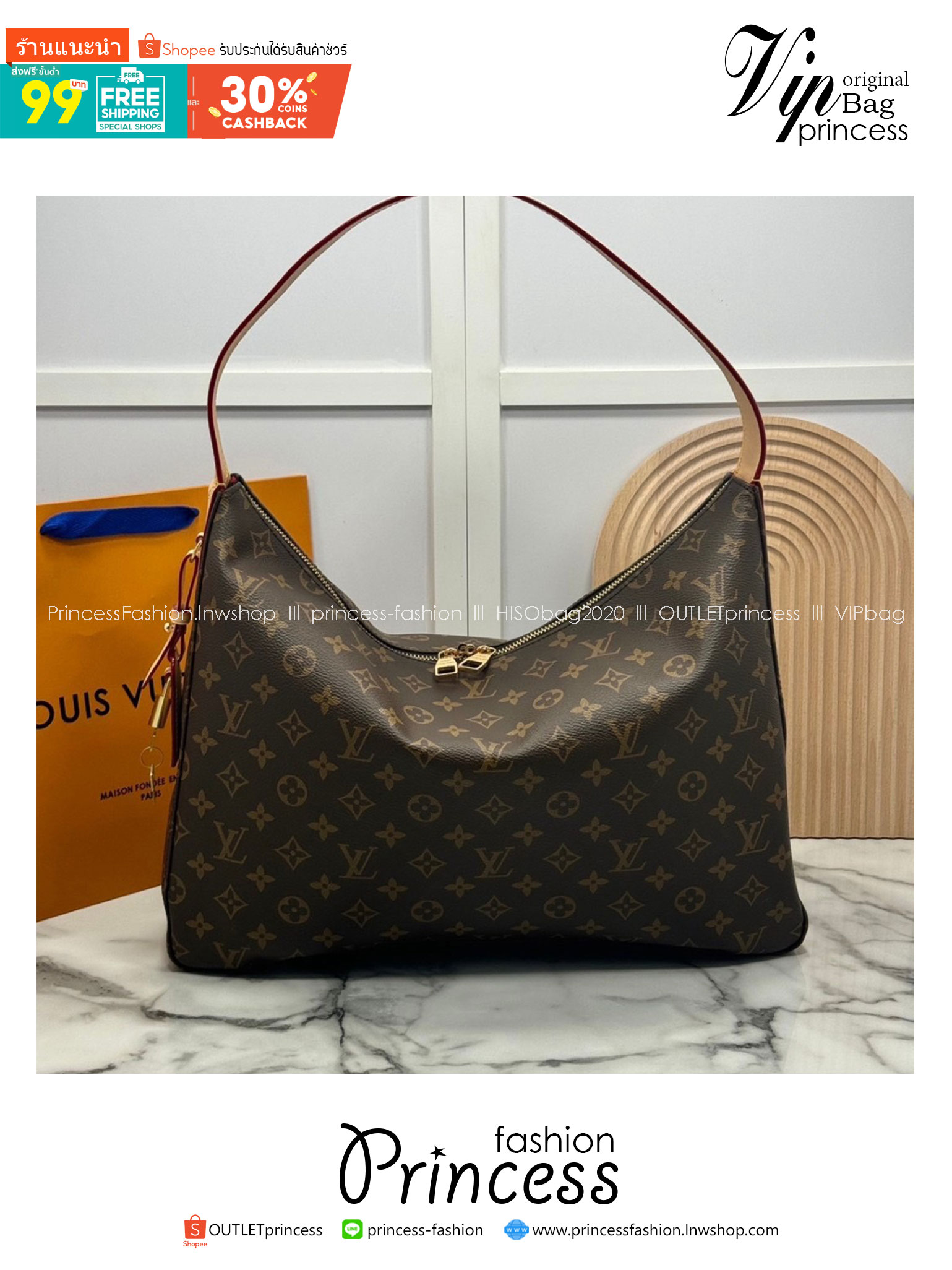 LV Slouchy MM Hobo bag 40 cm กระเป๋าถือ/สะพายไหล่ทรงโฮโบรุ่นใหม่ โดดเด่นด้วยรูปทรงอันเป็นเอกลักษณ์ เหมาะสำหรับพกพาเดินทางและใช้งานทุกวัน ลาย Monogram แคนวาสสุดไอคอนิก เสริมความสง่างามด้วยอะไหล่สีทอง งานจริงสวยมาก แนะนำค่ะ