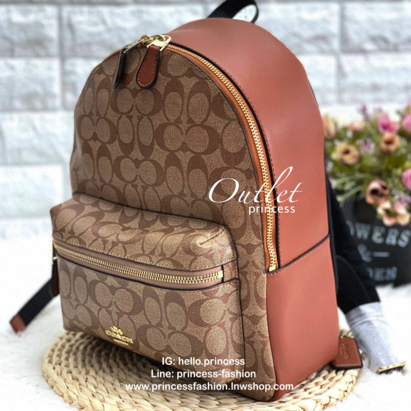 COACH MEDIUM BACKPACK IN SIGNATURE BAG พร้อมส่งกระเป๋าสะพายหลัง วัสดุหนังแท้ หนังนิ่มน้ำหนักเบา ด้านหน้าลาย C มีช่องซิปหนึ่งช่อง เปิดปิดช่องหลักแบบซิปคู่ ภายในโล่งกว้าง มีช่องซิปให้หนึ่งช่อง ด้านหลังเป็นไนล่อนอย่างดี สายสะพายเลื่อนปรับแบบฟรีไซส์ ใบกลางขนา