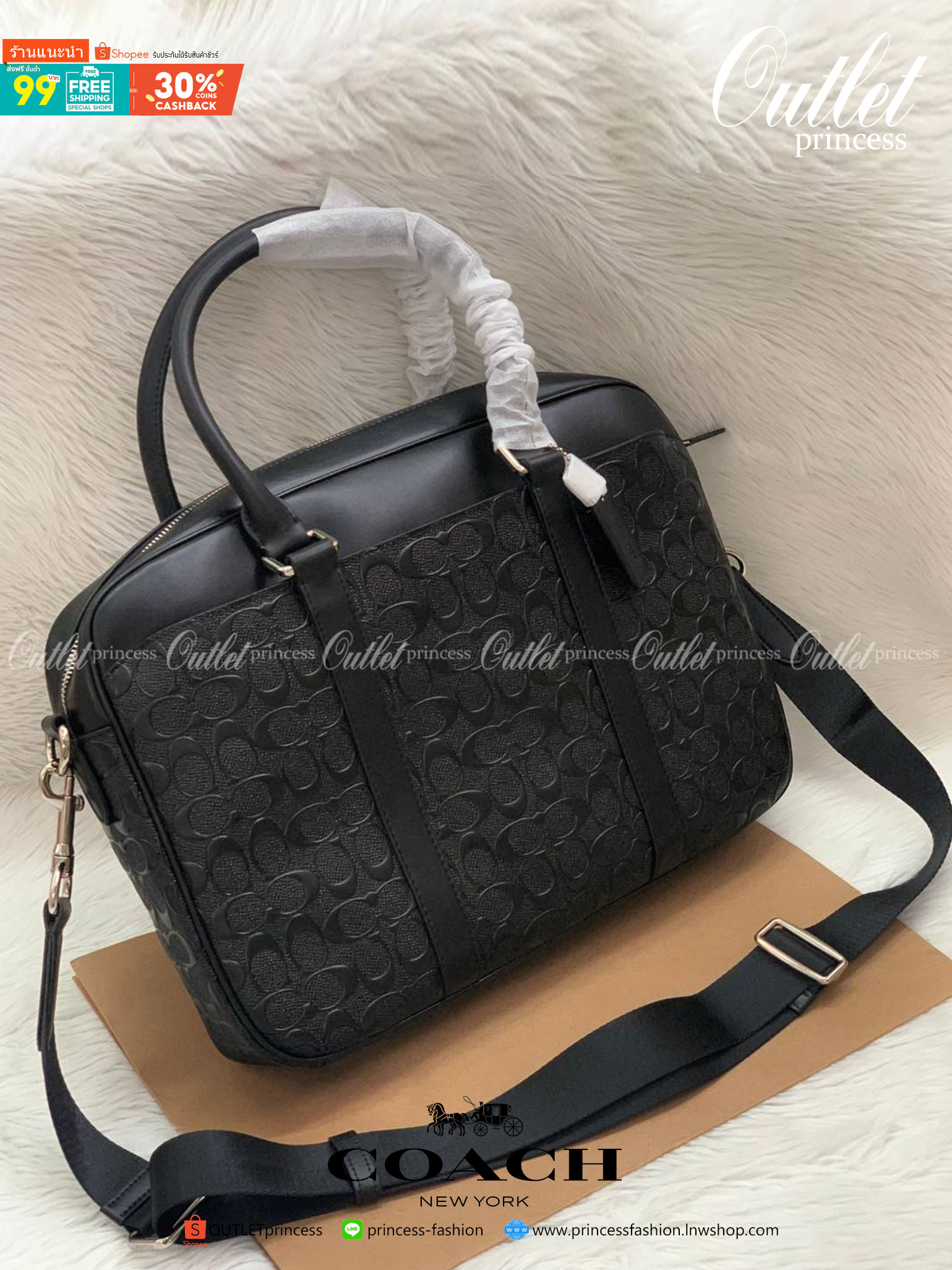 COACH PERRY SLIM BRIEF IN SIGNATURE พร้อมส่งสำหรับคุณผู้ชายค่ะ! กระเป๋าใส่เอกสาร หิ้ว//สะพายข้างหรือครอสบอดี้ร์ได้ค่ะ วัสดุหนังแท้หนังนิ่ม ลายCนูน เด่นชัดสวยงามมากค่ะ