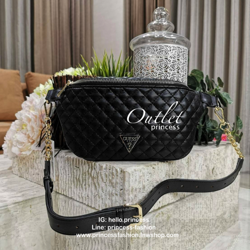 Guess Woman Factory Belt Bag กระเป๋าสะพาย/คาดเอว/คาดอก รุ่นใหม่ดีไซน์ยอดนิยมจาก GUESS FACTORY วัสดุหนังเเกะสังเคราะห์เนื้อหนานิ่มลายตาราง เปิดปิดด้วยซิปสะดวกใช้ ด้านหน้ามีโลโก้ ภายในมีโลโก้และช่องซิป มาพร้อมสายสะพายให้เลือกใช้ถึง2แบบไม่จำเจ ทั้งสายโซ่และส