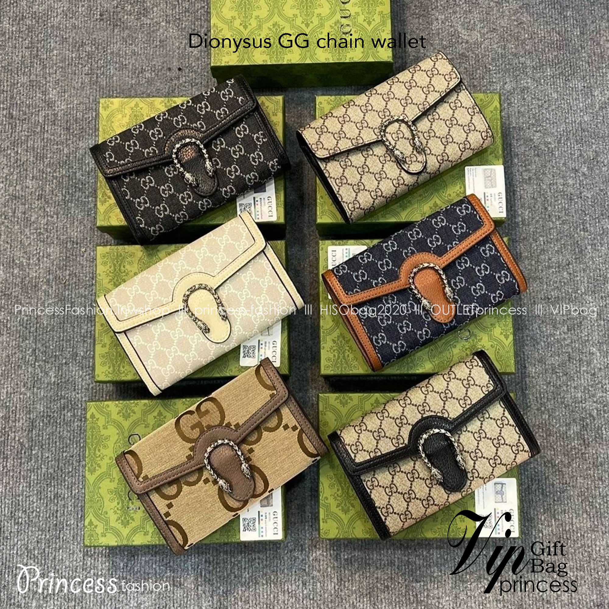 GUCCI Dionysus GG chain wallet / GG Dionysus Wallet พร้อมส่งที่ไทย งานสวยเลยค่า ขนาดกำลังน่ารัก อะไหล่สั่งผลิตเฉพาะรุ่น สะพายขึ้นไหล่คือสวยหรูเลยค่า