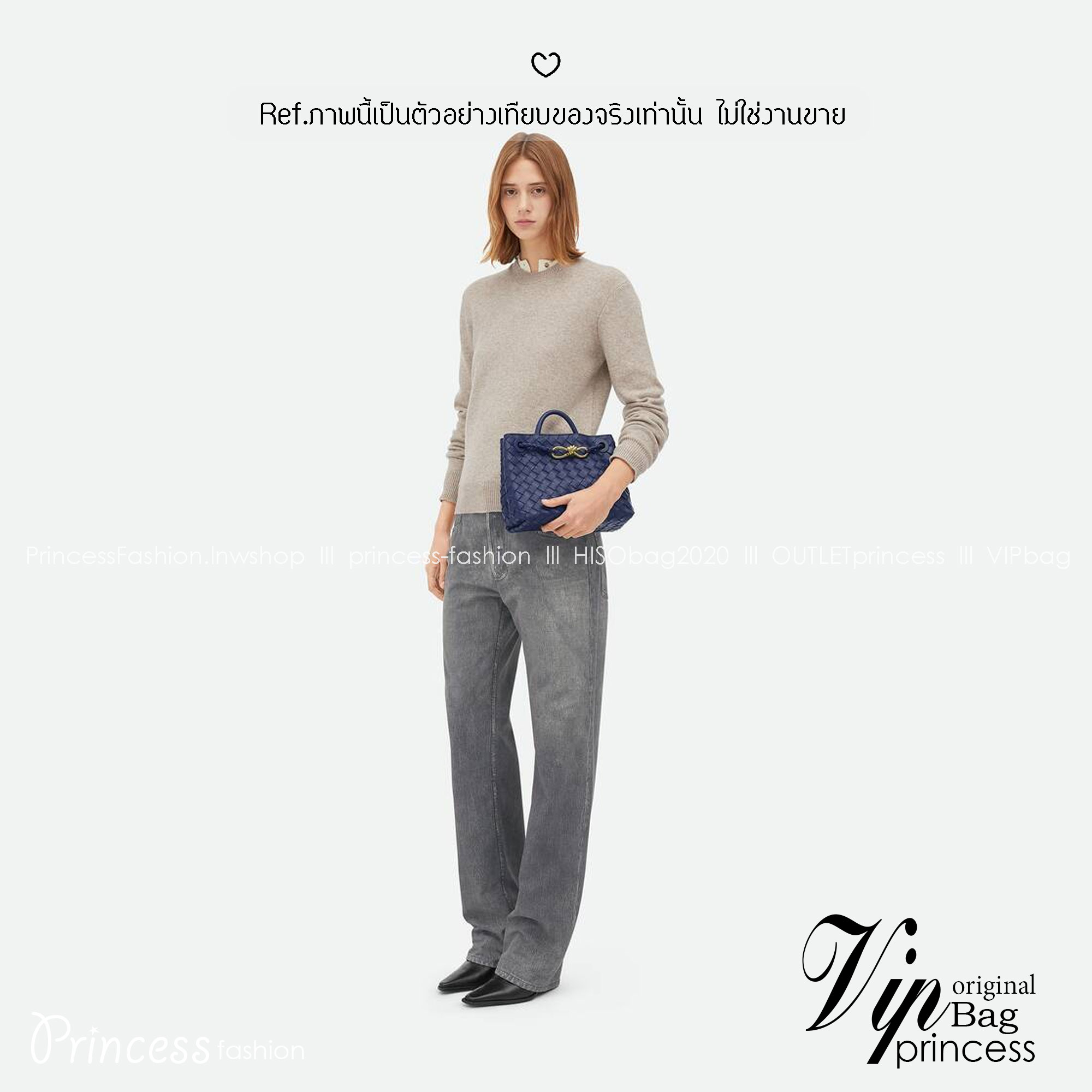 BOTTEGA Small Andiamo Denim Shoulder Bag 25cm / BOTTEGA Tote Bag กระเป๋าสะพายดีไซส์สาน วัสดุเดนิมคอตตอนรุ่นใหม่ สวยงามเป็นเอกลักษณ์ เกรดออริ 1:1 ใช้งานต่างประเทศได้