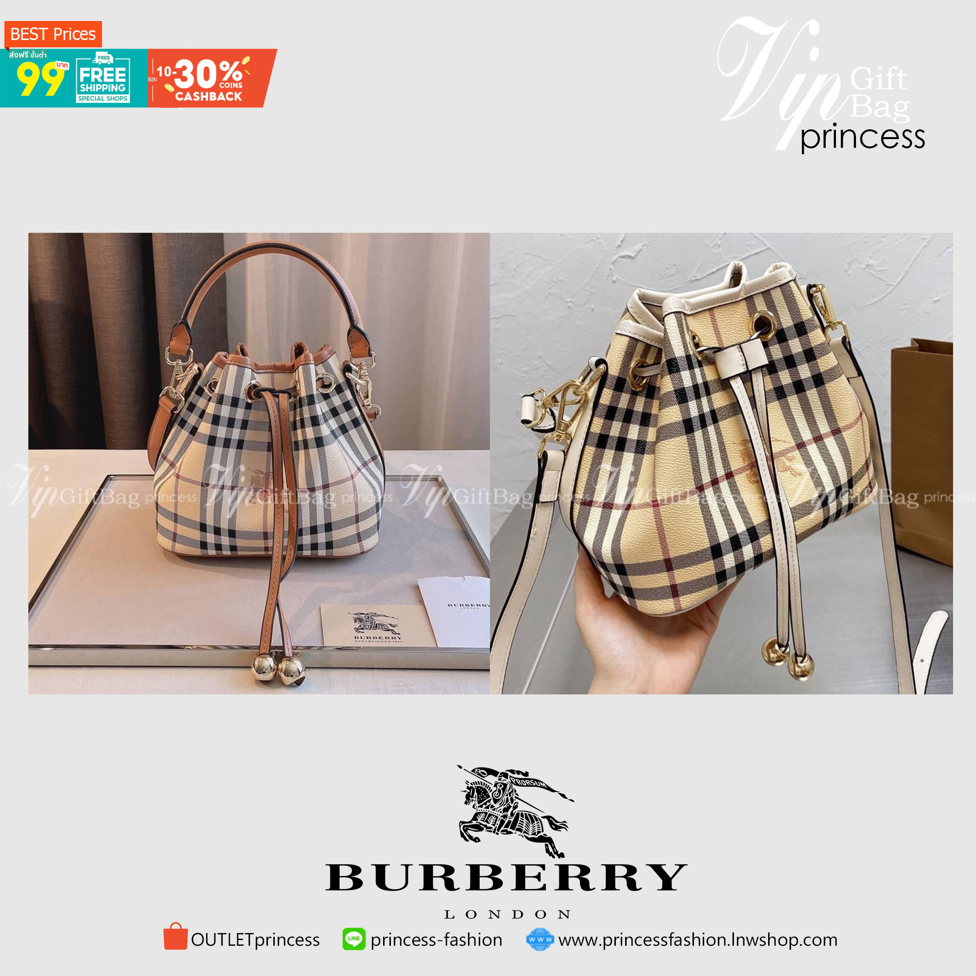 BURBERRY MINI BUCKET VINTAGE LEATHER BAG งานพรีเมียมกิ้ฟท์เคาเตอร์ น้ำหอมจากแบรนด์ วัสดุหนัง PVC ทรงขนมจีบสุดคิ้วท์ เนื้อหนาซับในอย่างดี กระเป๋าสามารถ จุของได้เยอะมาก ด้านในมีช่องซิปพร้อมช่องใส่ของอีกหนึ่งช่อง ถือแล้วสวยมากๆ จุของได้กำลังดี ทรงนี้ต้องมีติ