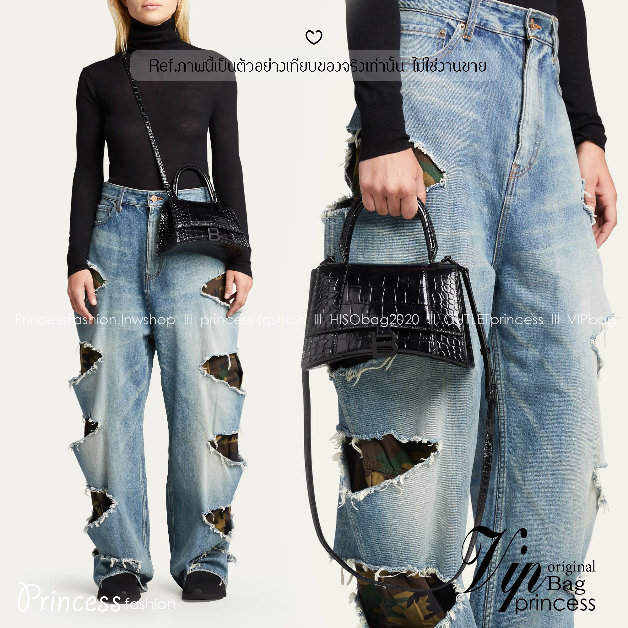 BALENCIAGA Hourglass top-handle tote bag กระเป๋าสะพายแบรนด์หรูซิกเนเจอร์ ที่มาพร้อมดีไซน์โดดเด่น มีความโฉบเฉี่ยว โค้งมนเหมือนพระจันทร์เสี้ยว เพิ่มความสวยสะดุดตาด้วยการตกแต่งอักษร B เมทัลลิก