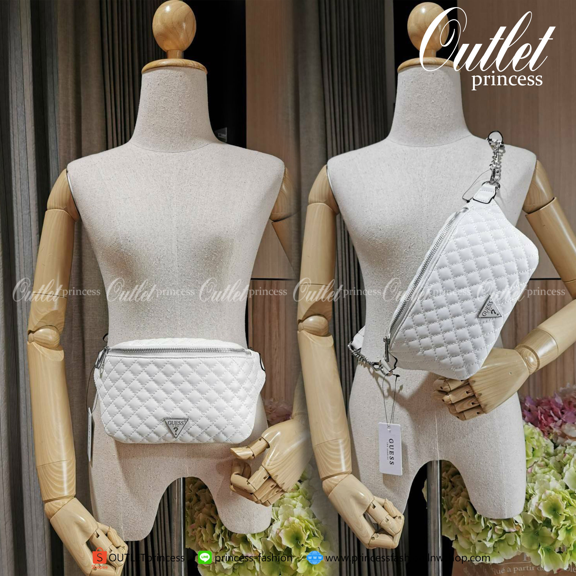 Guess Woman Factory Belt Bag กระเป๋าสะพาย/คาดเอว/คาดอก รุ่นใหม่ดีไซน์ยอดนิยม สีดำ