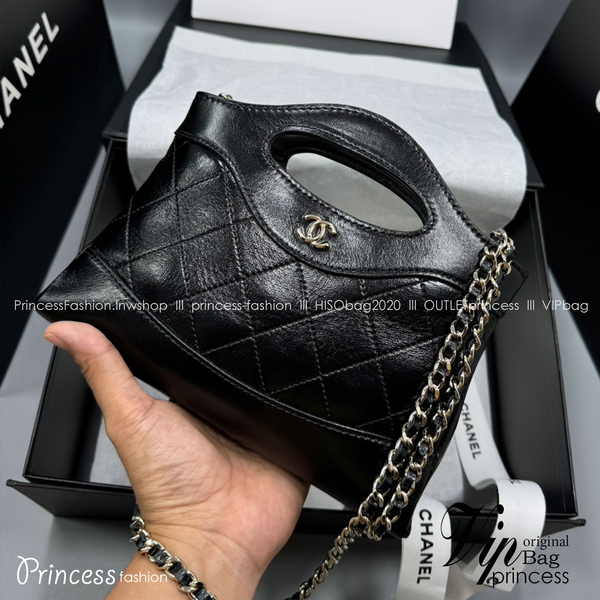 Chanel 31 Mini Shopping Bag / Chanel Hobo Mini Bag กระเป๋าสะพายมือจับในตัวไซส์มินิ หนังแท้ เกรดออริ ท็อป สลับแท้ 1:1