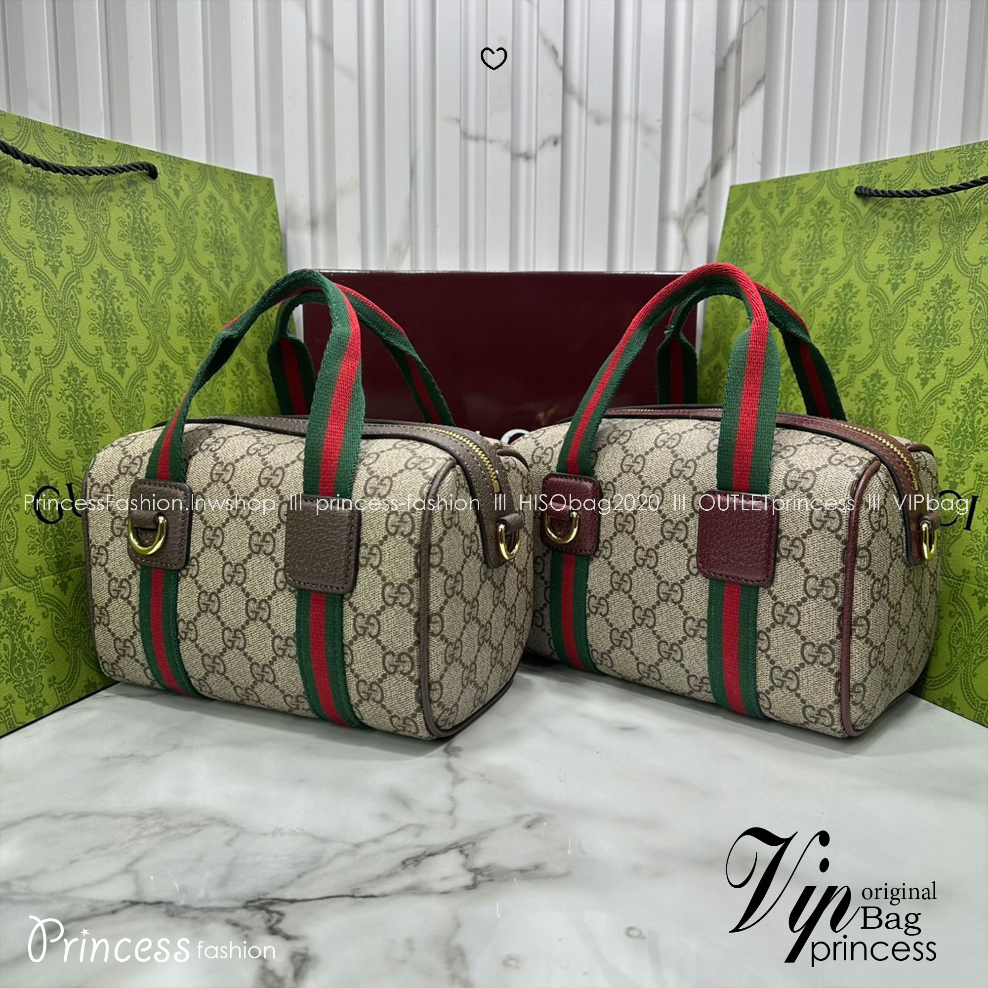 ORI หนังแท้ | GUCCI Mini GG handbag Soft Supreme 20cm / GUCCI Keepall Bag กระเป๋าสะพายทรงหมอนใบเล็ก สไตล์นี้ตีความรูปทรงกระเป๋าบอสตันโฉมใหม่ด้วยรายละเอียดผ้าแคนวาสแถบ Web