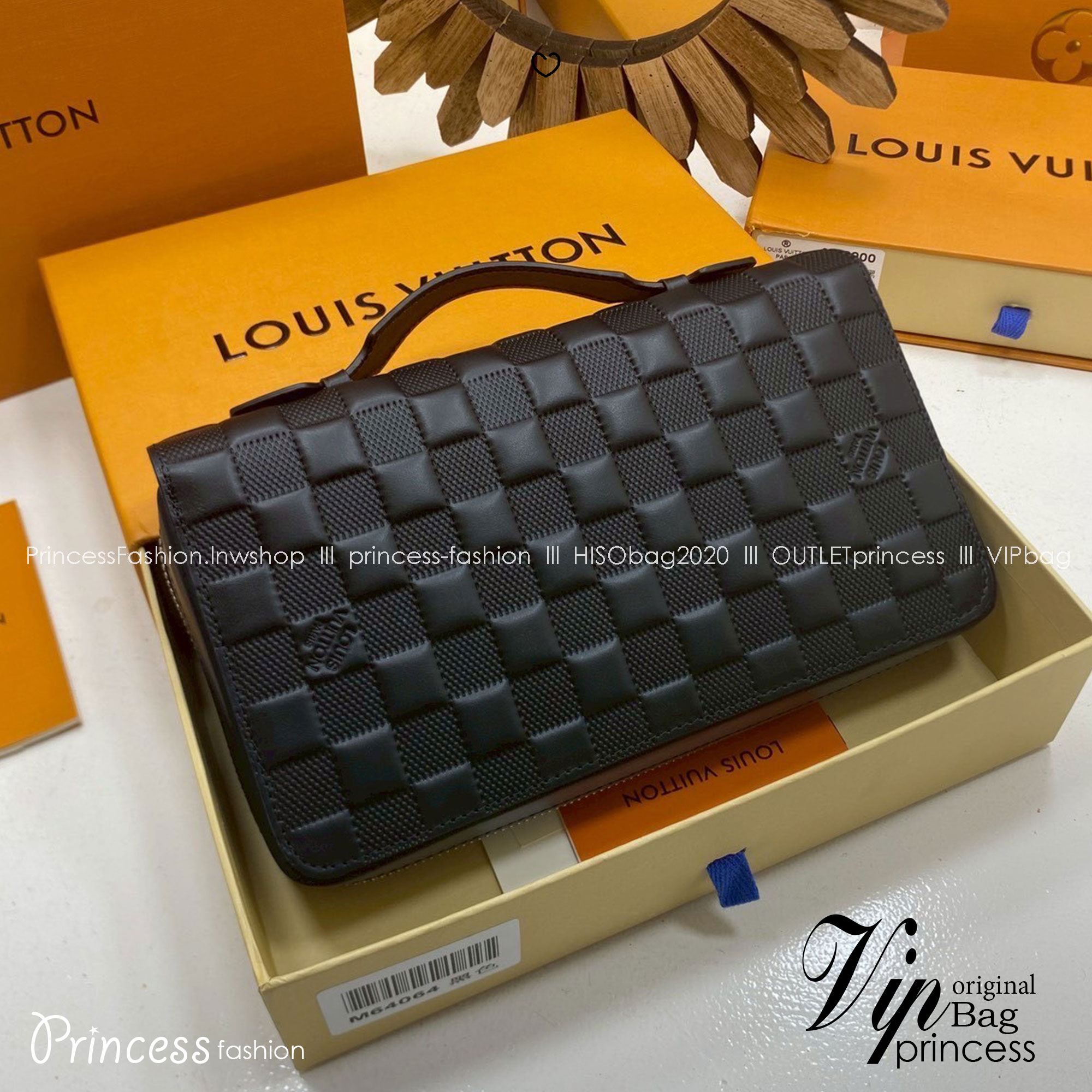 ORI หนังแท้ | LV Zippy XL Wallet Damier Infini Leather กระเป๋าสตางค์กึ่งพอชใบใหญ่ ซิปรอบพร้อมหูจับ สะดวกใช้งาน สีดำคลาสสิก งานหนังแท้ปั้มนูนสวยเด่นเป็นเเอกลักษณ์