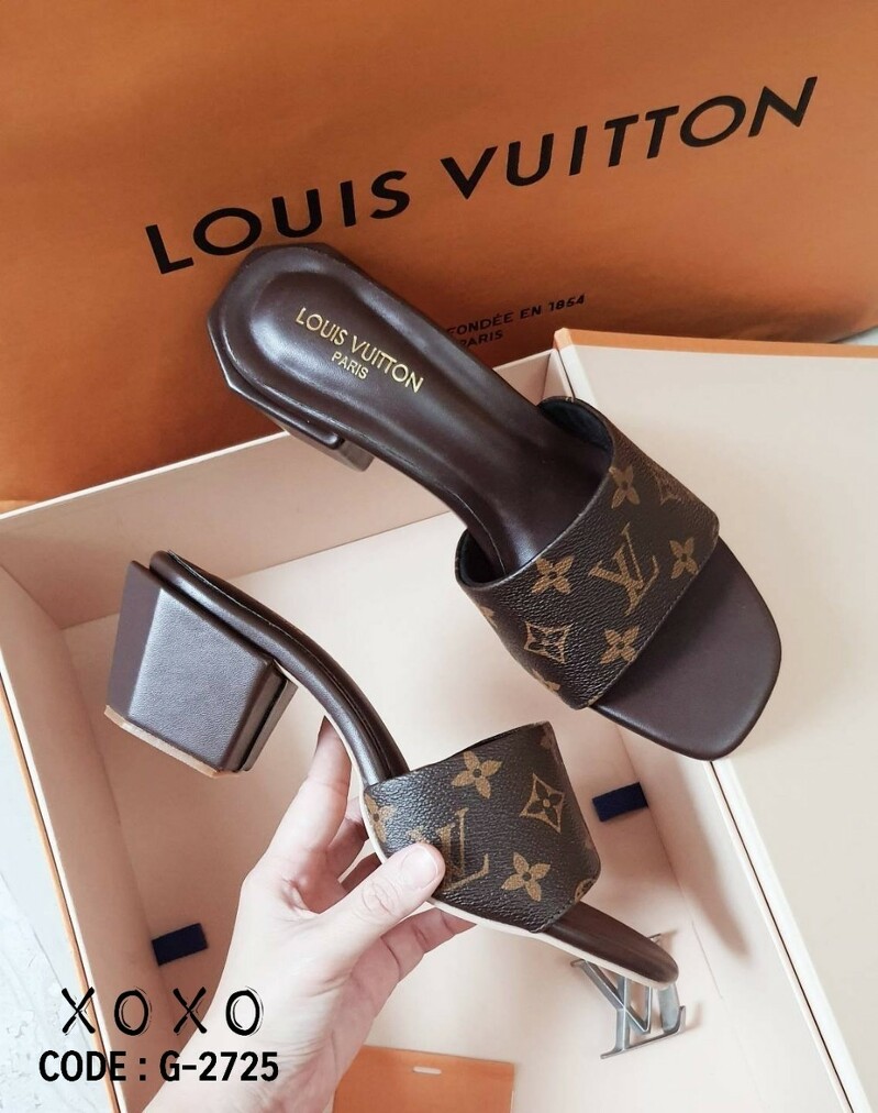LV Mid Heel รองเท้าส้นกลาง 2 นิ้ว งานสวม วัสดุหนัง PU สวมใส่ง่าย เน้นเรียบหรู ดูแพงเกินราคาขาย ส้นเป็นทรง 6 เหลี่ยม ใช้งานยื่น,เดิน สบายไม่เมื่อย