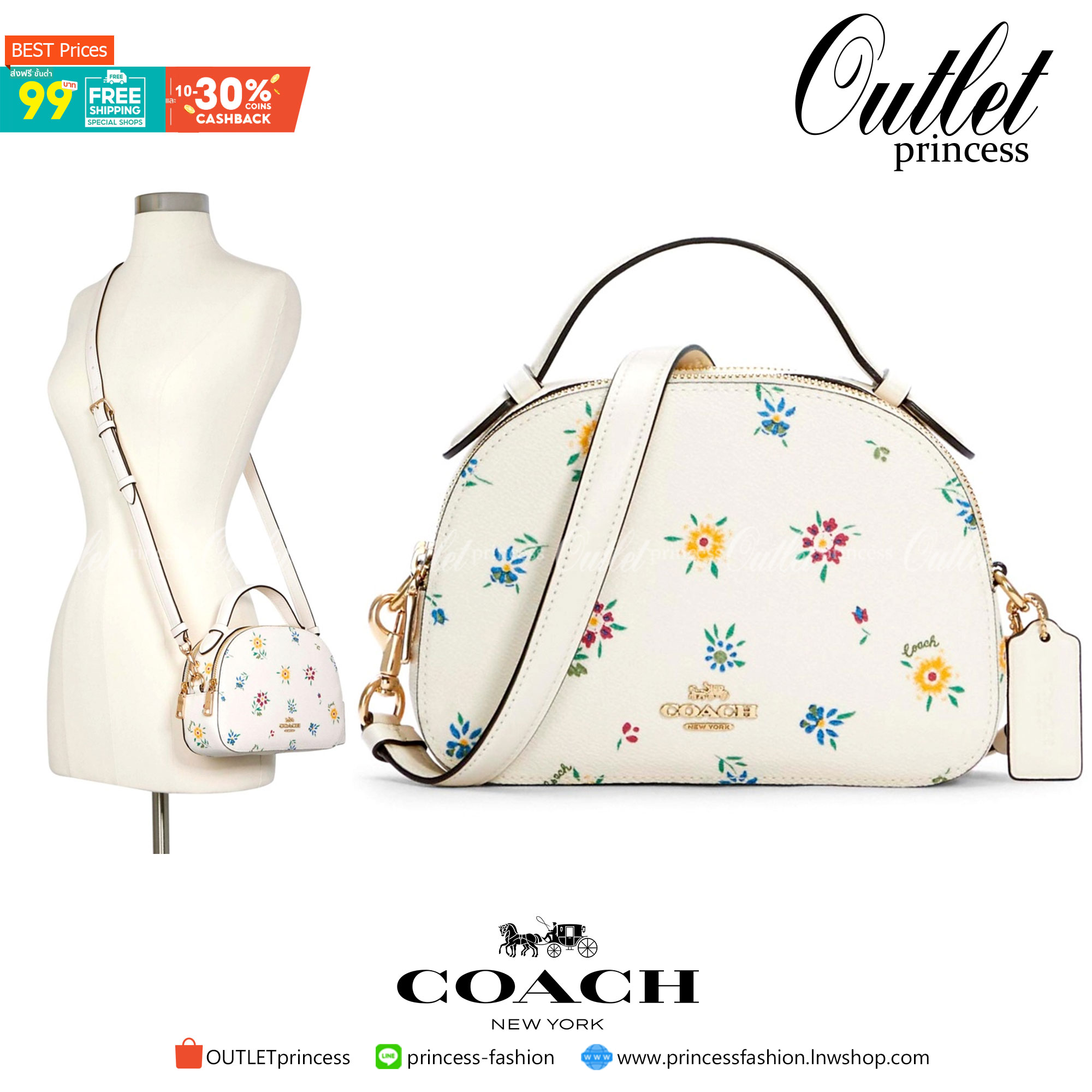COACH C4252 SERENA SATCHEL WITH WILD MEADOW PRINT อีกหนึ่งคอลเลคชั่นตัวท็อป ที่ขายได้ตลอดปี ดีไซน์ใหม่ล่าสุด สไตล์คุณหนู ลุคหวานๆ กระเป๋าสะพายข้าง สวยอยู่ทรง สะพายขับผิวเป็นที่สุด วัสดุหนัง pepble สัมผัสนิ่ม เปิด-ปิดด้วยซิป 2 ช่องหลัก ภายในเป็นช่องโล่ง เก