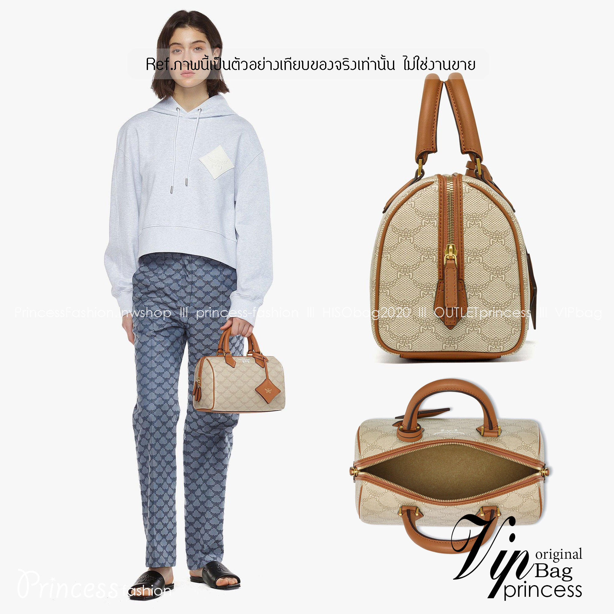 M.C.M SMALL ELLA BOSTON BAG IN LAURETOS กระเป๋าสะพายไอคอนิกโมโนแกรมใหม่ เกรดท็อปออริ สลับแท้ 1:1 เกรดดีสุด ใช้ต่างประเทศได้