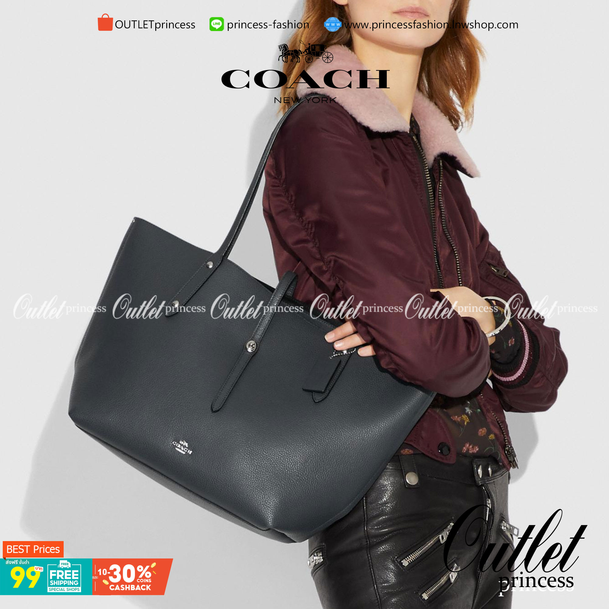 COACH MARKET TOTE กระเป๋าถือใบใหญ่ทรง TOTE ทรงกระเป๋าสวยหรู กระเป๋าใบใหญ่ใส่ของได้เยอะ Tote bag อีกหนึ่งรุ่นฮิต ให้พื้นที่จุของกว้างขวาง เชื่อว่าต้องเคยผ่านตาสาว ๆ มาก่อนแน่นอนค่ะ เพราะเป็นกระเป๋าที่ใช้งานง่าย สะพายไหล่ไปได้ทุกที่ ทุกโอกาส ด้วยขนาดของกระเ