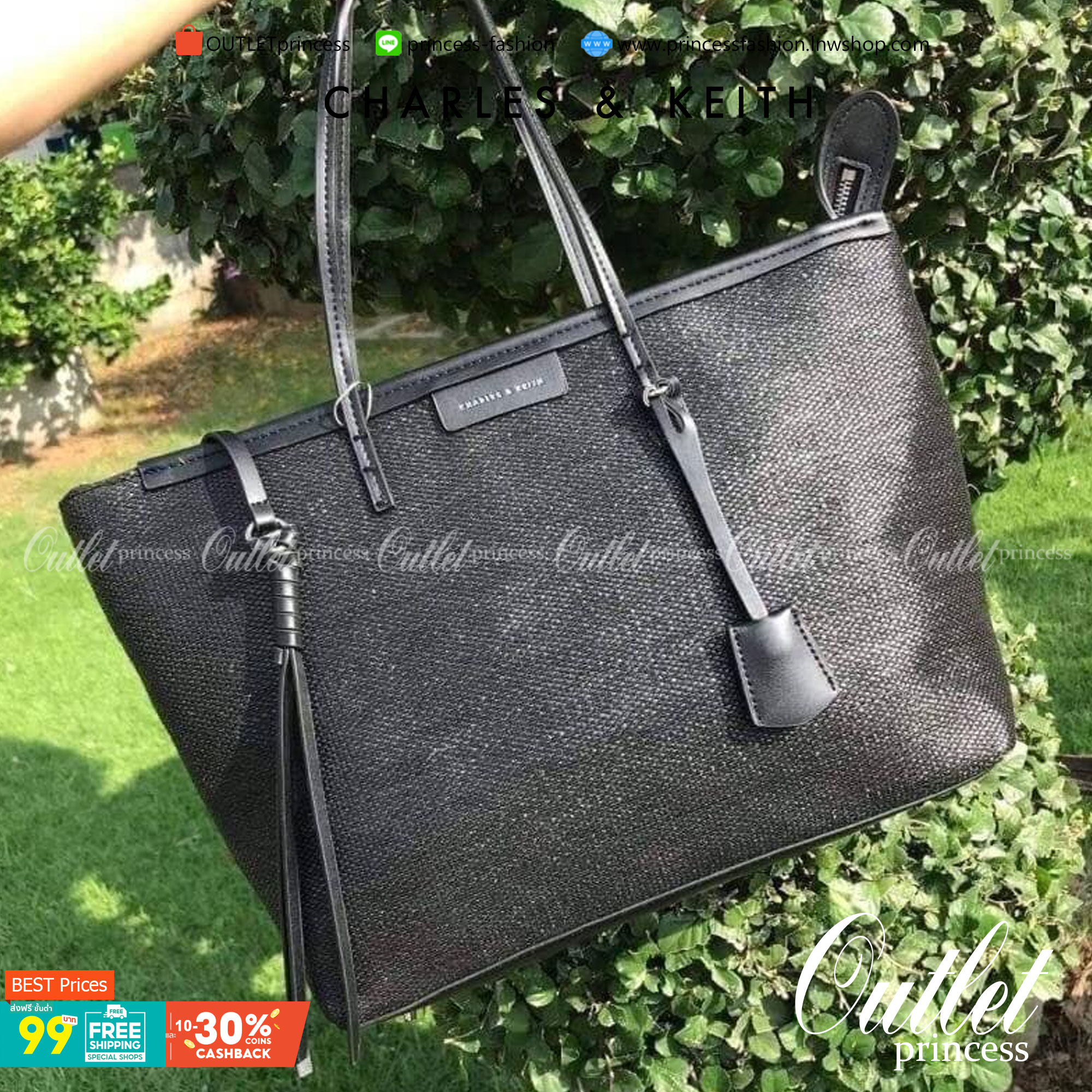 Charles & Keith Black Textured Tote Bag ฮอตฮิตตลอดกาลสำหรับรุ่นนี้ รุ่นยอดนิยม!! มากี่รอบกี่รอบก็ขายดี ใครไม่มีรุ่นนี้ติดตู้ไว้ถือว่าเชยมาก(!!) กระเป๋าสะพายทรง Shopping bag ใบใหญ่จุของได้ใจ น้ำหนักเบา โดดเด่นด้วย Textured วัสดุสานรอบใบ ตัดขอบหนัง สวยอยู่ท