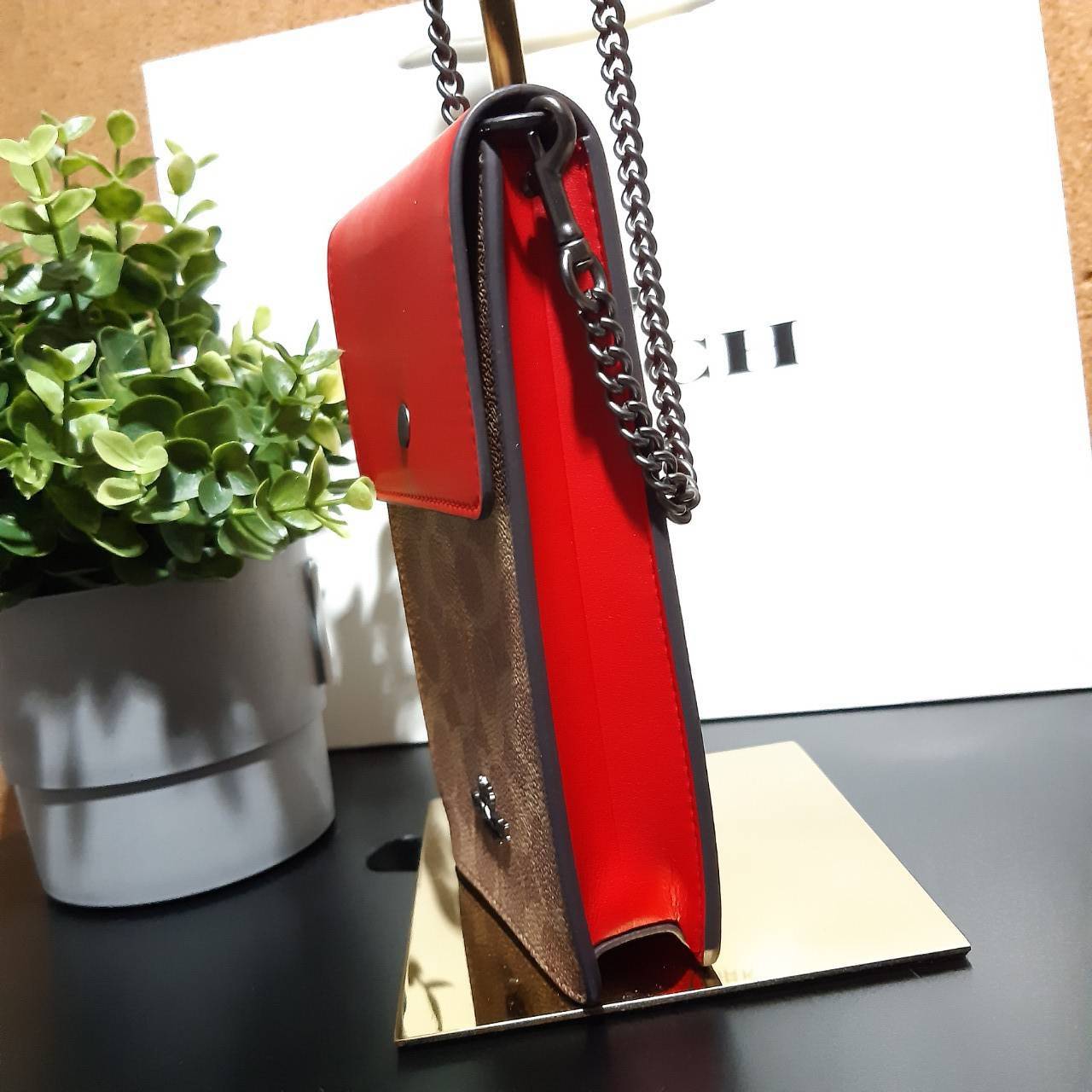 ของแท้ COACH F76357 SNAP PHONE CROSSBODY IN SIGNATURE CANVAS BEST ITEM!! กระเป๋าสะพายเอนกประสงค์ Case phone